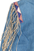 Vintage Beaded American Flag Western Fringe Double D Ranch Denim Jacket (1990s)