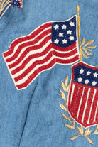 Vintage Beaded American Flag Western Fringe Double D Ranch Denim Jacket (1990s)
