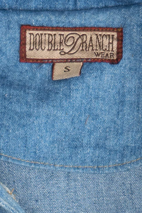 Vintage Beaded American Flag Western Fringe Double D Ranch Denim Jacket (1990s)