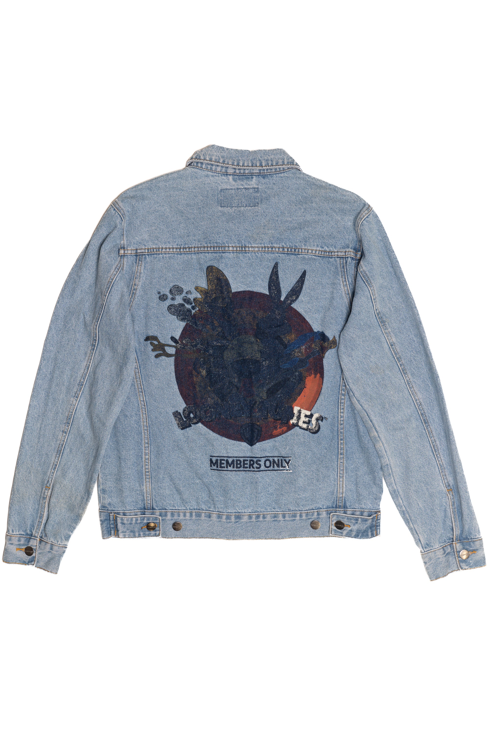 Vintage Looney Tunes Member's Only Distressed Screen Print Denim Jacket (1990s)