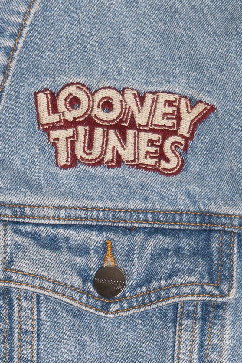 Vintage Looney Tunes Member's Only Distressed Screen Print Denim Jacket (1990s)