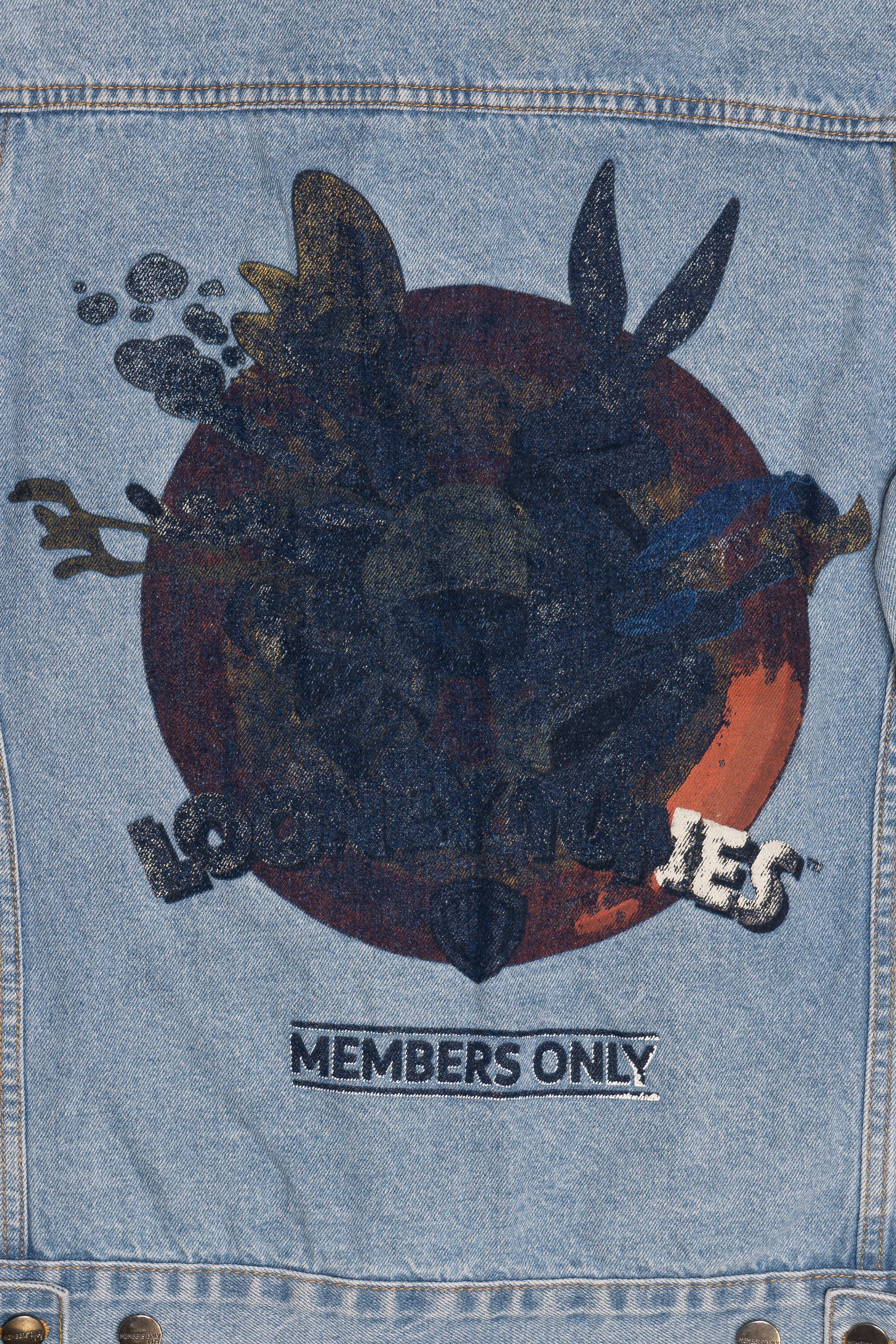 Vintage Looney Tunes Member's Only Distressed Screen Print Denim Jacket (1990s)