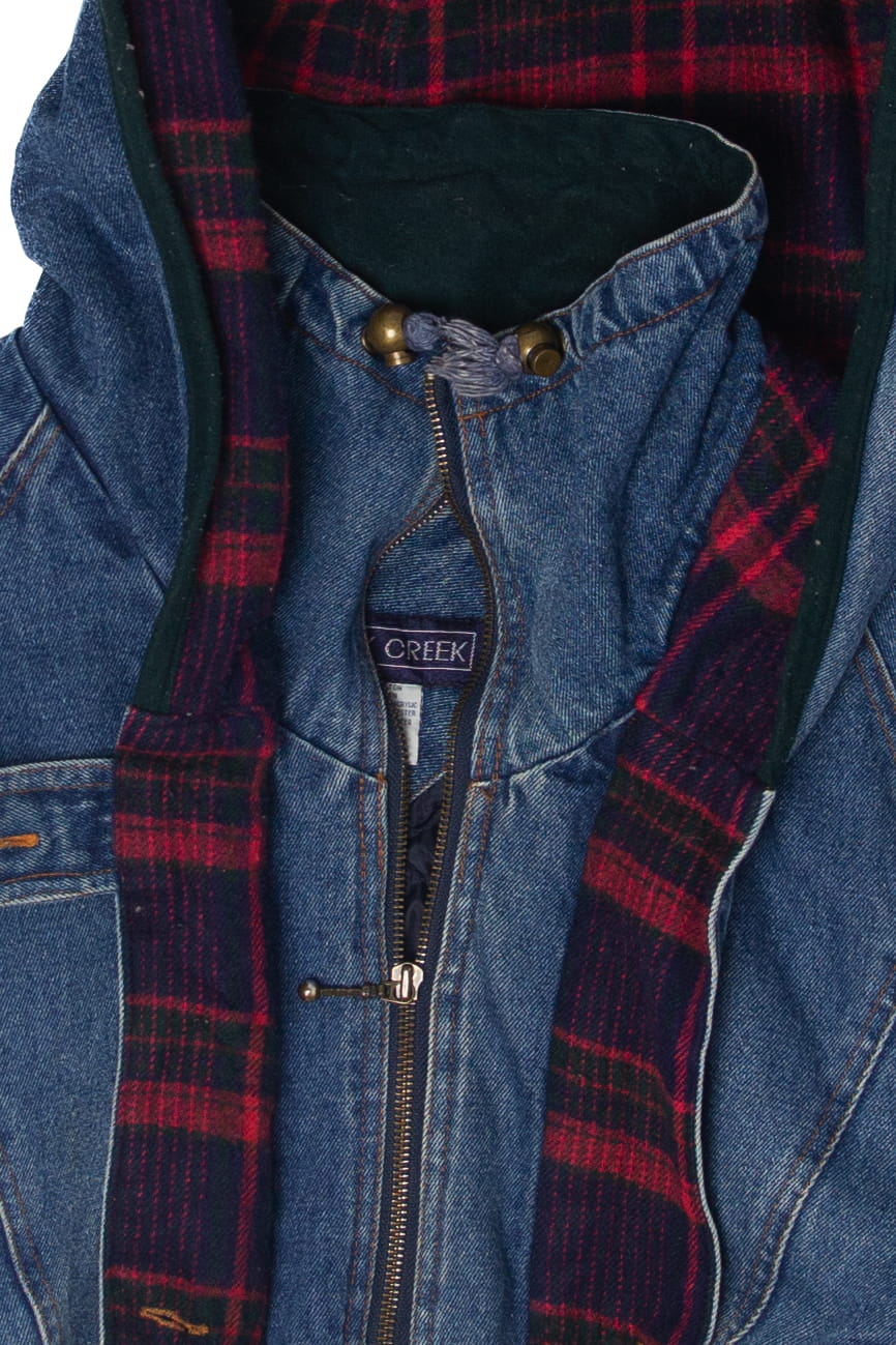 Vintage Rock Creek Hooded Plaid Denim Jacket (1990s)