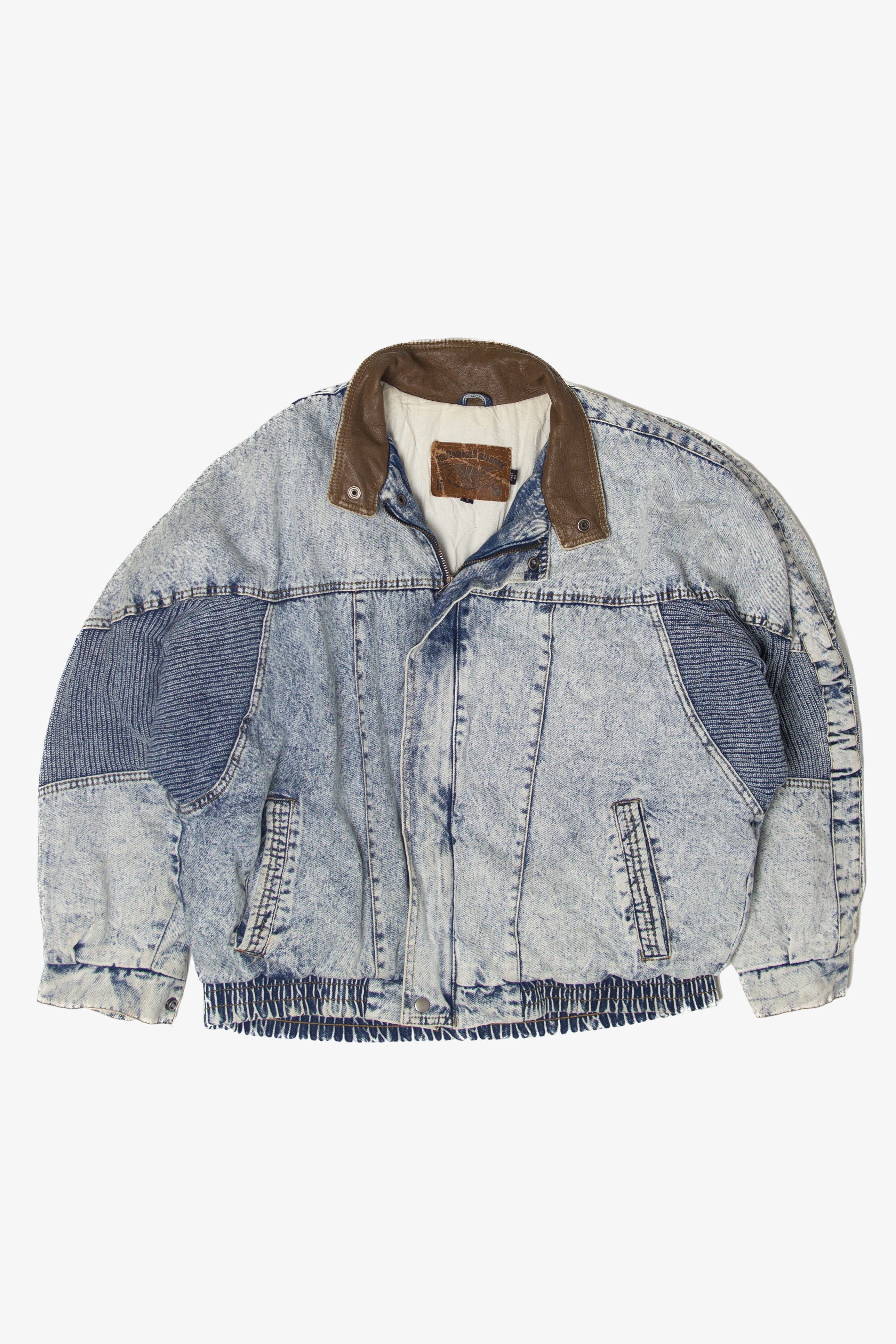 Vintage 10E Bomber Squadron Acid Wash Denim Jacket (1980s)