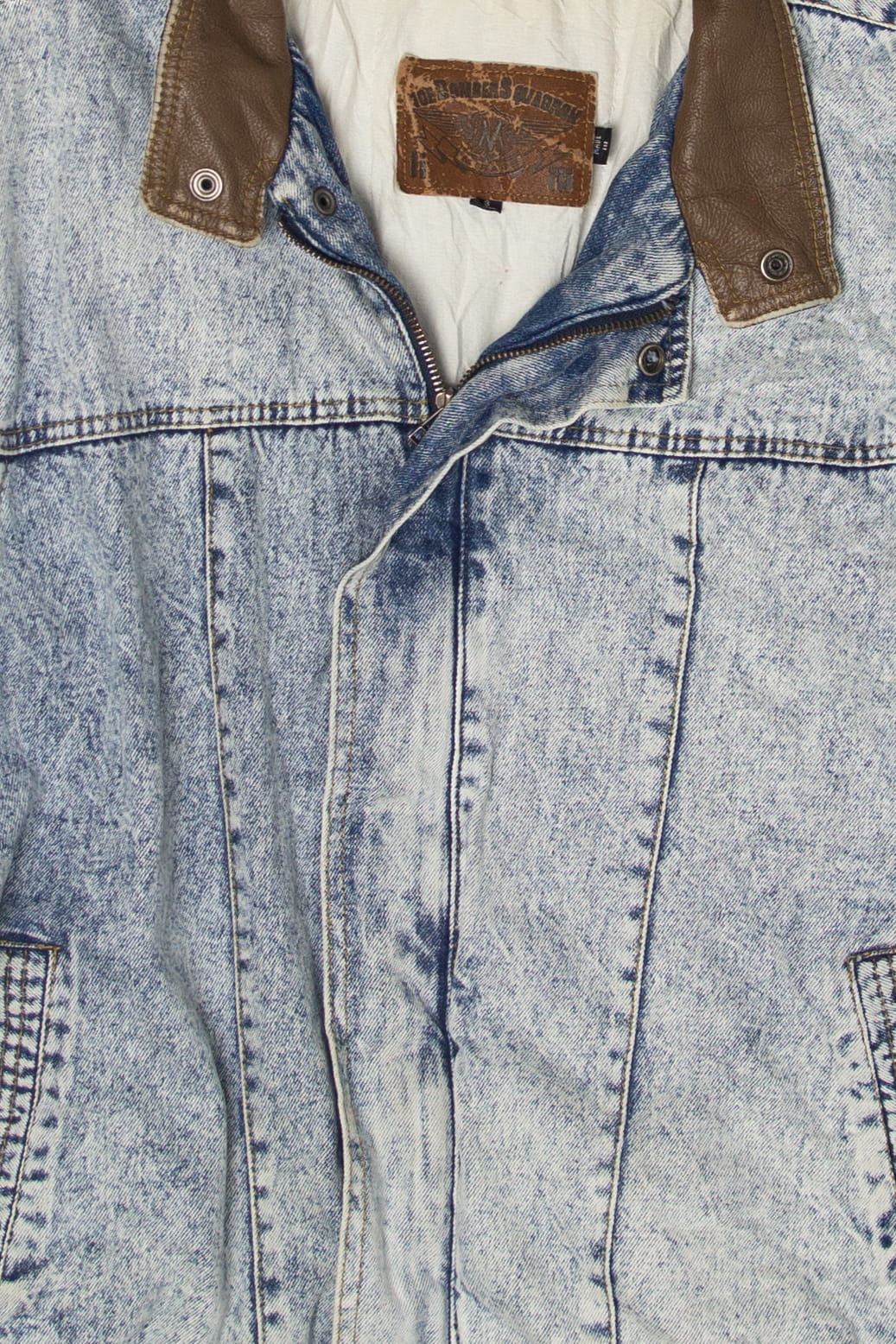 Vintage 10E Bomber Squadron Acid Wash Denim Jacket (1980s)