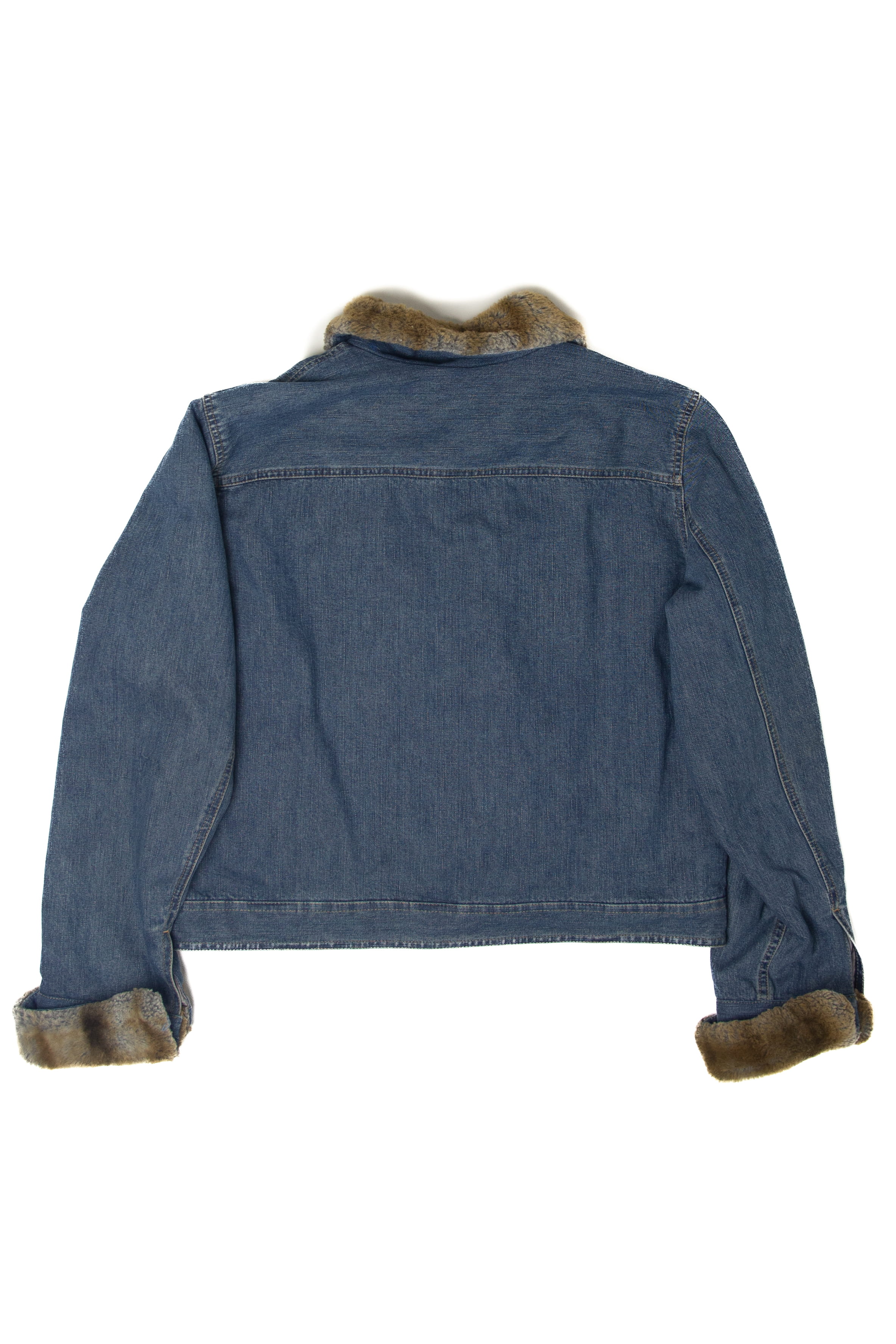 Vintage Y2k Liz Claiborne Faux Fur Trimmed Denim Jacket (2000s)
