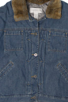 Vintage Y2k Liz Claiborne Faux Fur Trimmed Denim Jacket (2000s)