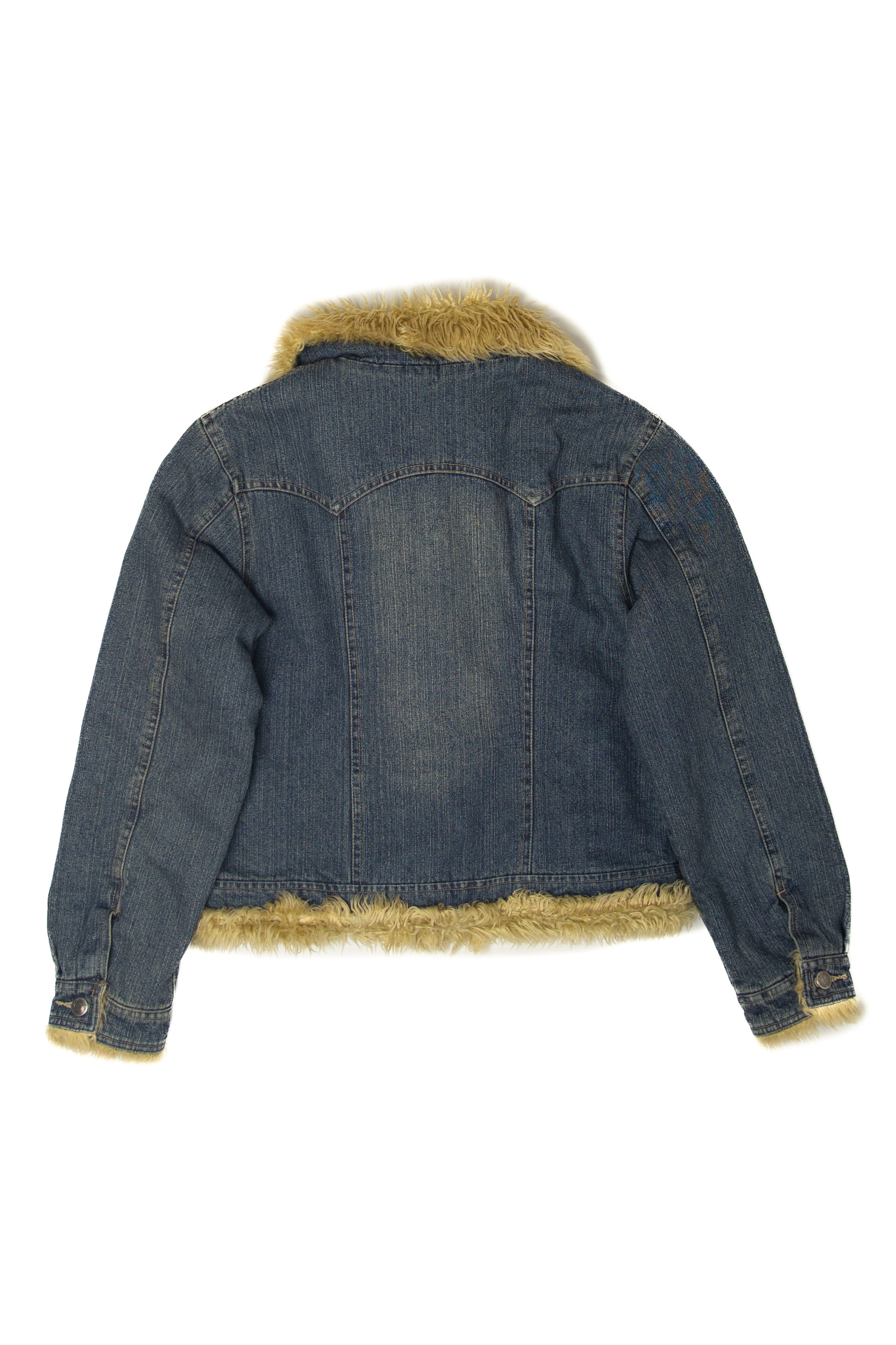 Vintage Y2k Faux Fur Trimmed Denim Jacket (2000s)