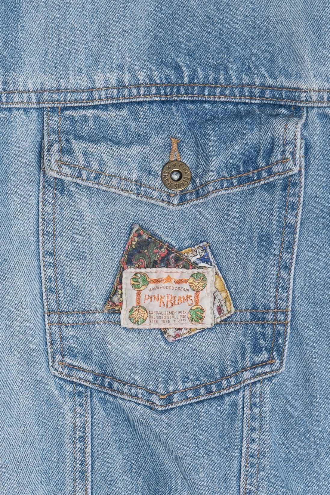 Vintage Pink Beans Paisley Detail Patchwork Denim Jacket (1990s)