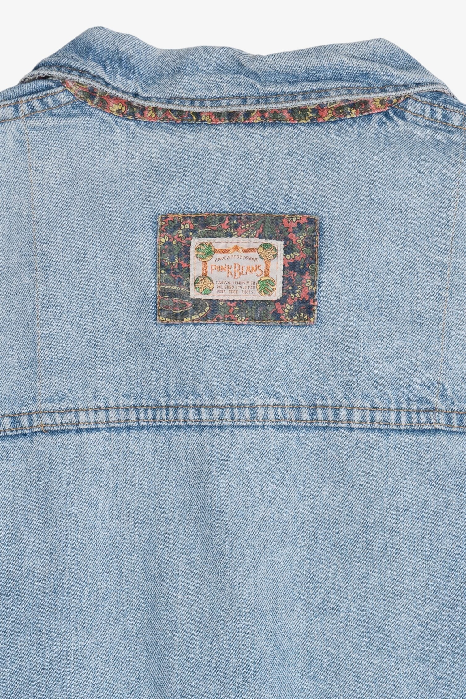 Vintage Pink Beans Paisley Detail Patchwork Denim Jacket (1990s)