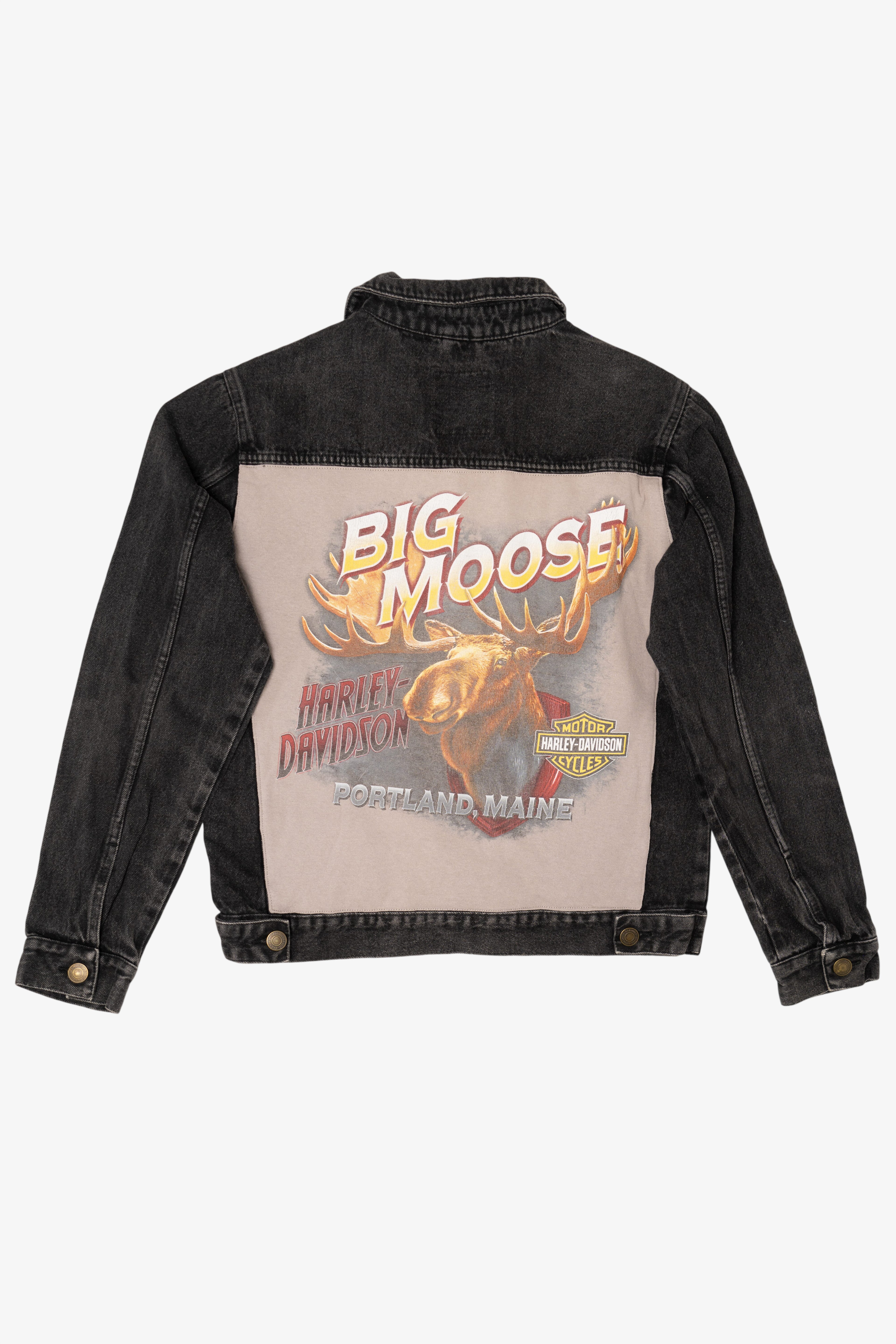 Harley Davidson "Big Moose" Portland Black Denim Jacket (2010s)