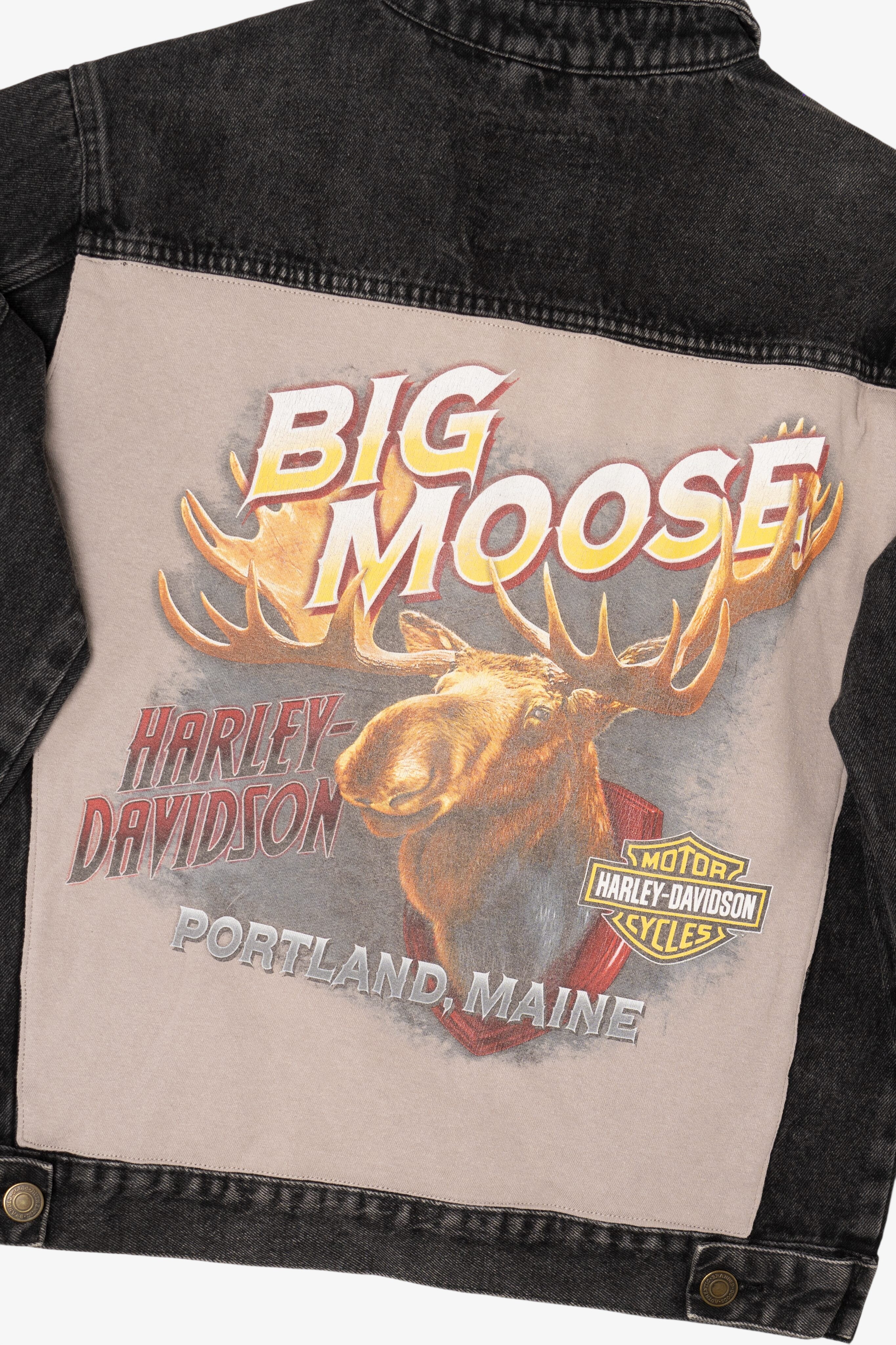 Harley Davidson "Big Moose" Portland Black Denim Jacket (2010s)