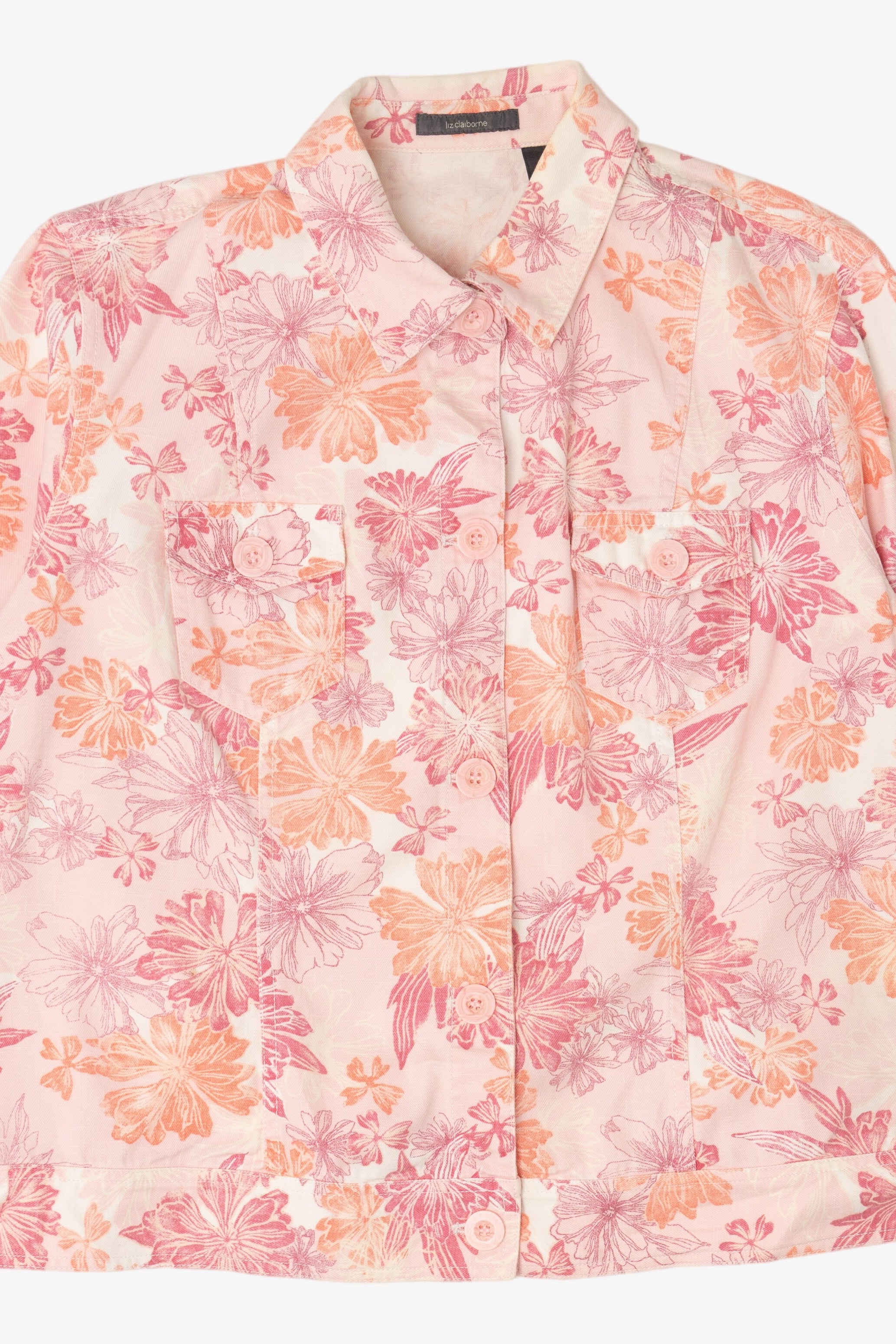 Vintage Pink Floral Liz Claiborne Denim Jacket (1990s)
