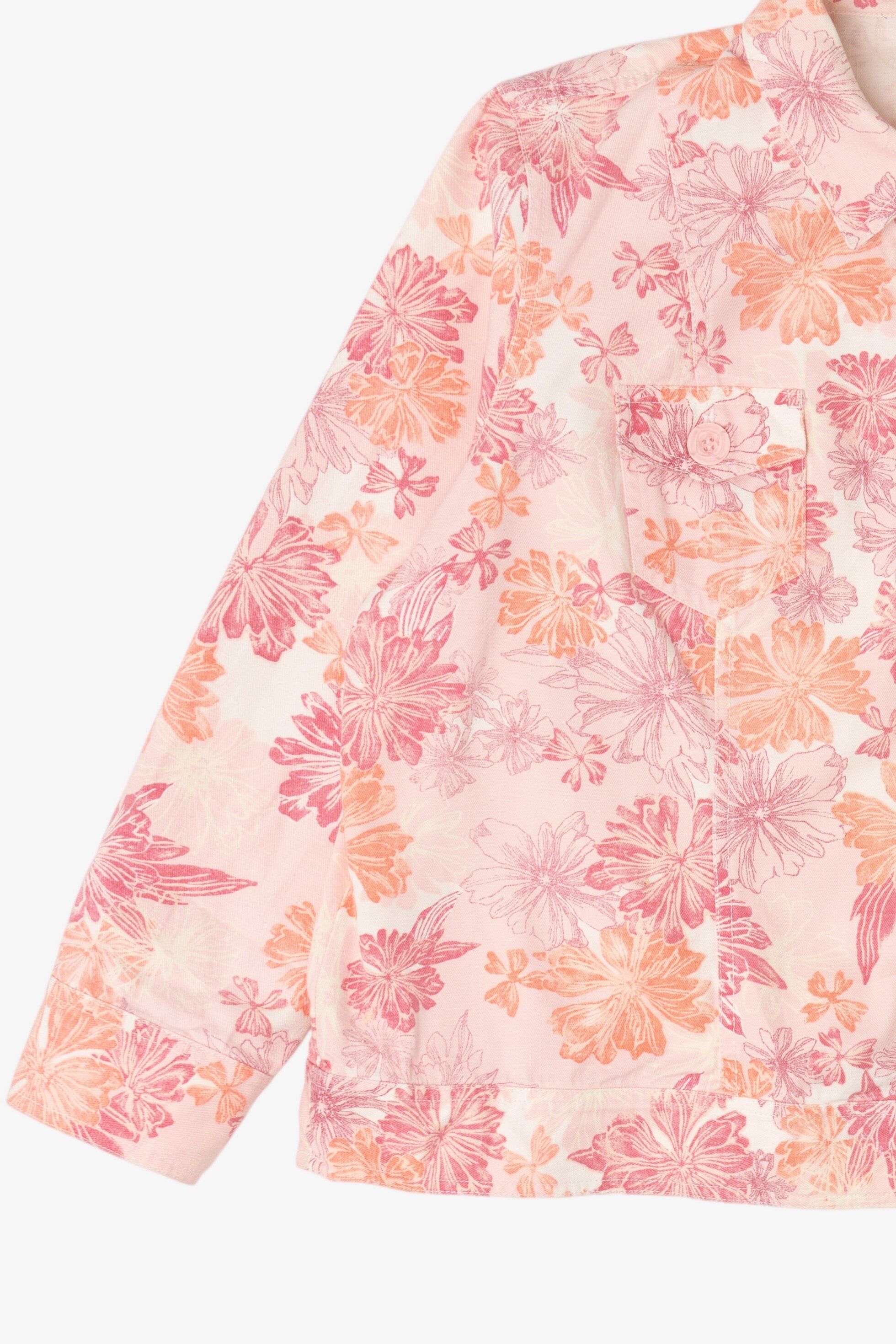 Vintage Pink Floral Liz Claiborne Denim Jacket (1990s)
