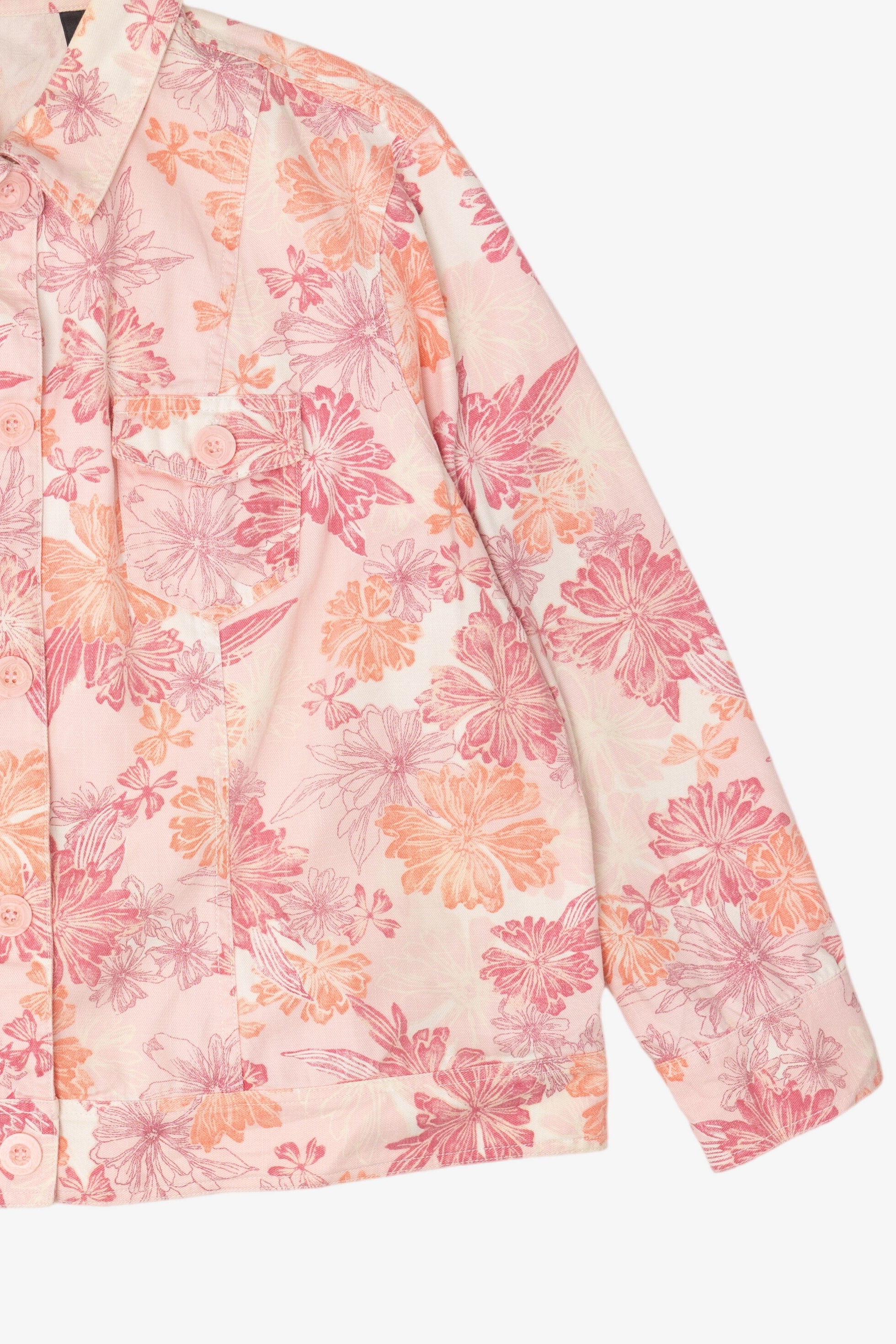 Vintage Pink Floral Liz Claiborne Denim Jacket (1990s)