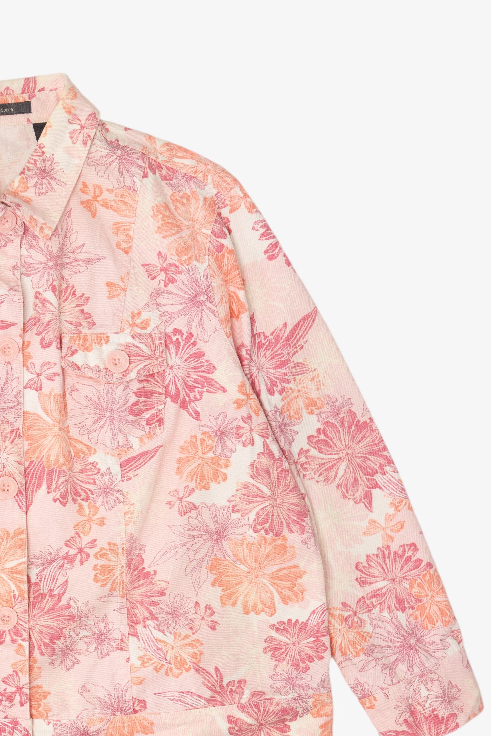 Vintage Pink Floral Liz Claiborne Denim Jacket (1990s)