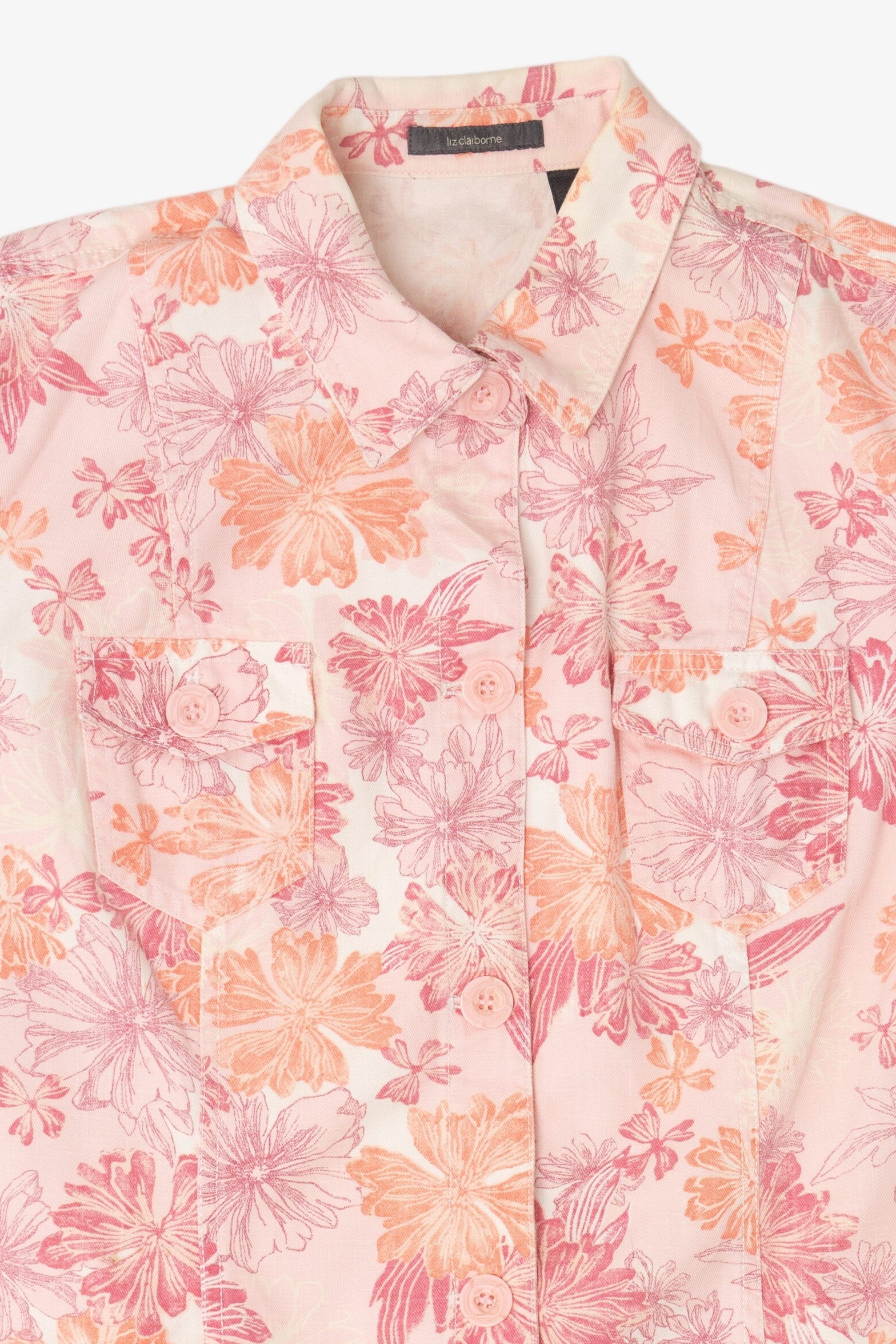 Vintage Pink Floral Liz Claiborne Denim Jacket (1990s)