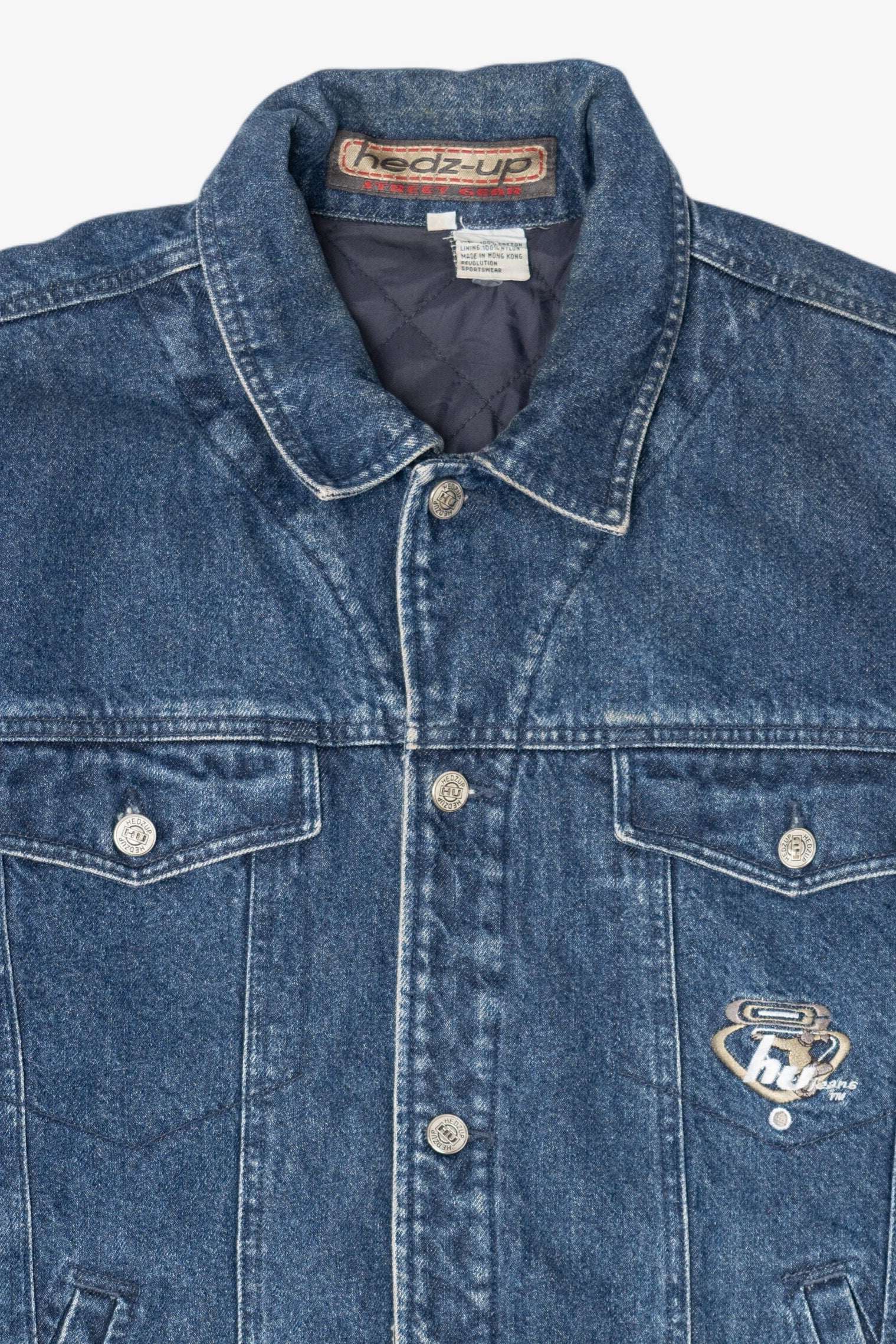 Vintage Y2k Hedz-Up Blue Denim Jacket (1990s)