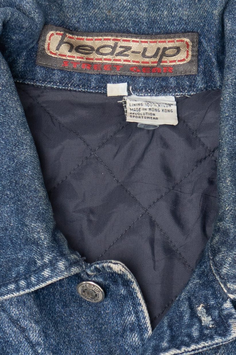 Vintage Y2k Hedz-Up Blue Denim Jacket (1990s)