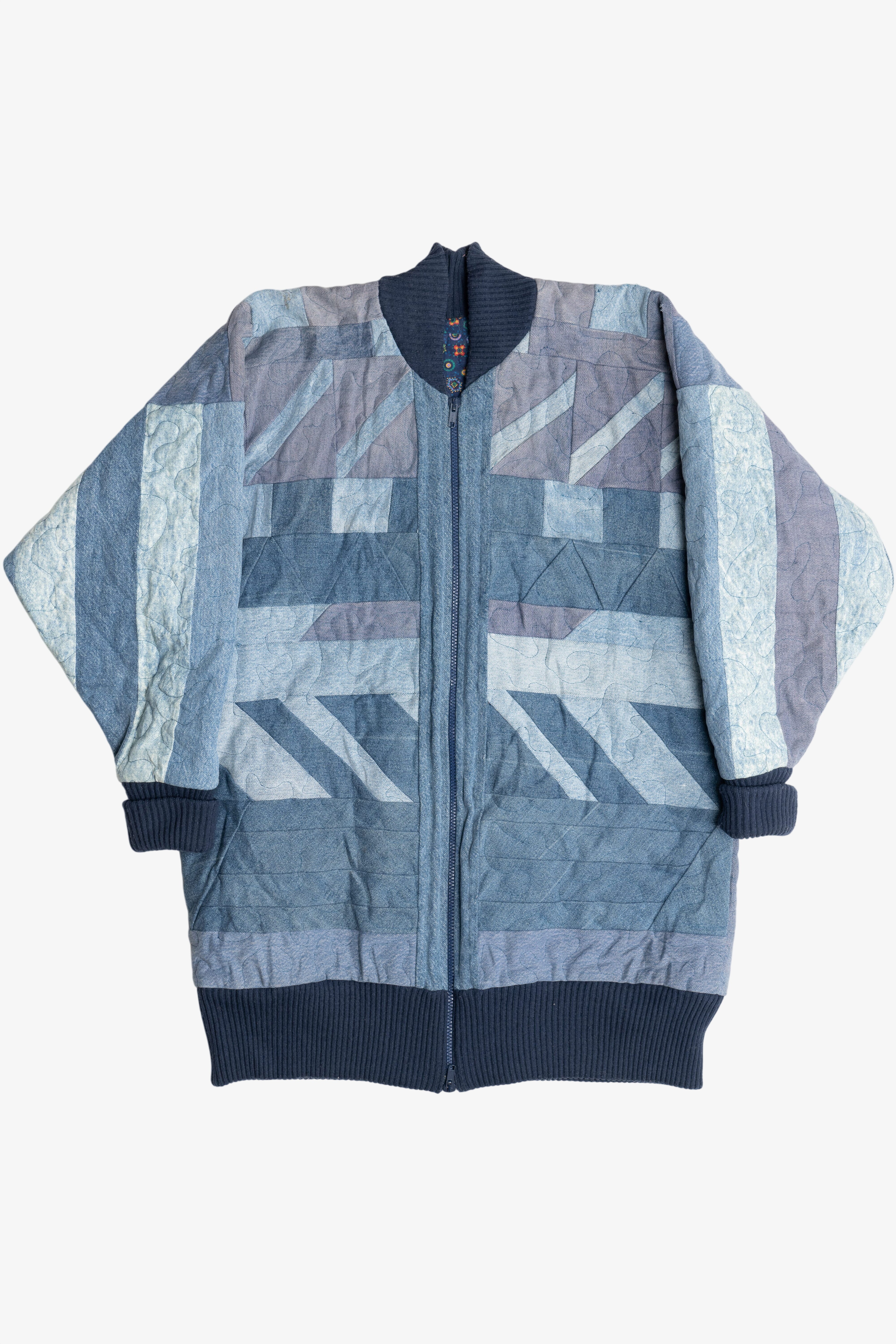 Vintage Denim Quilted Batwing Jacket (1990s)