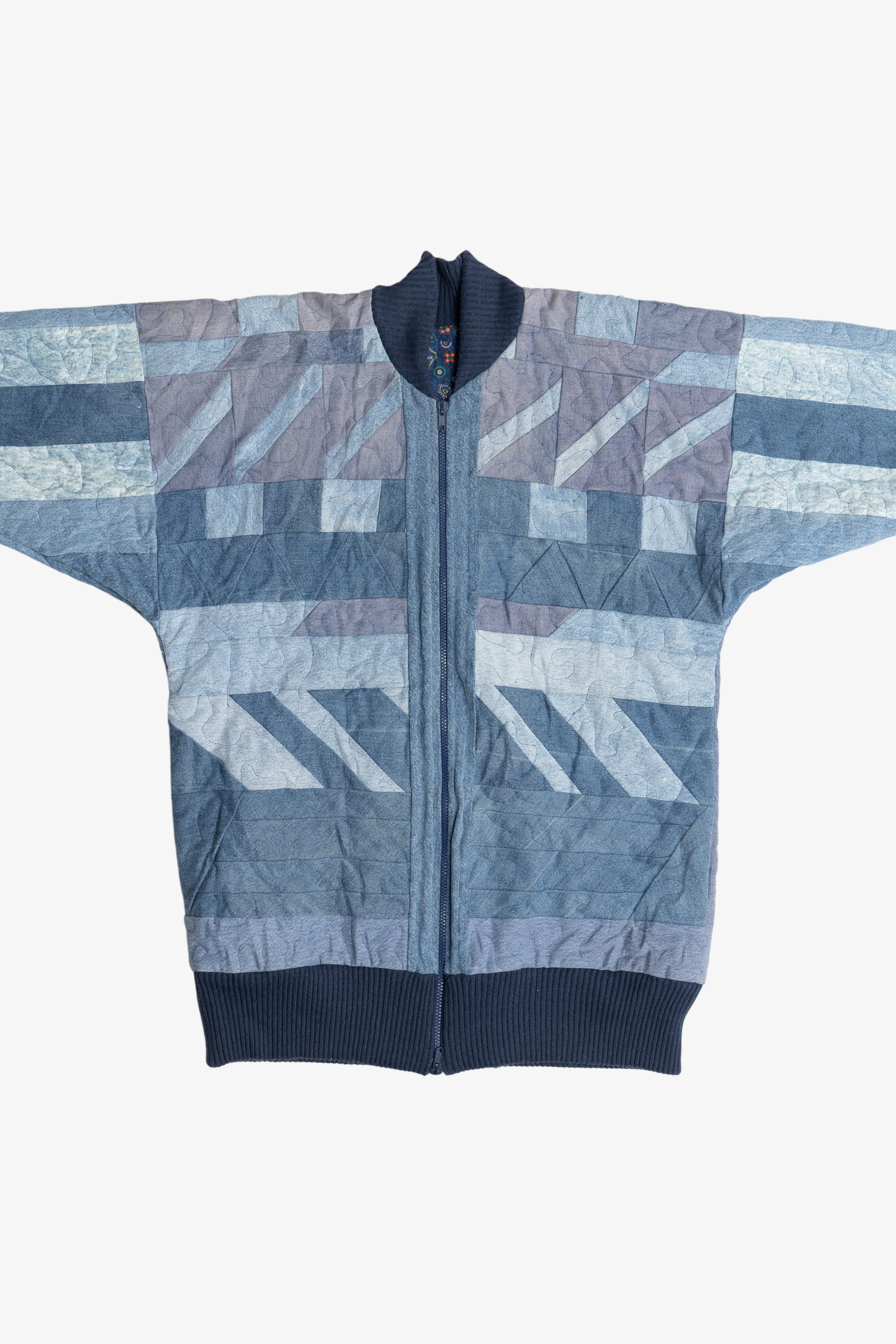 Vintage Denim Quilted Batwing Jacket (1990s)