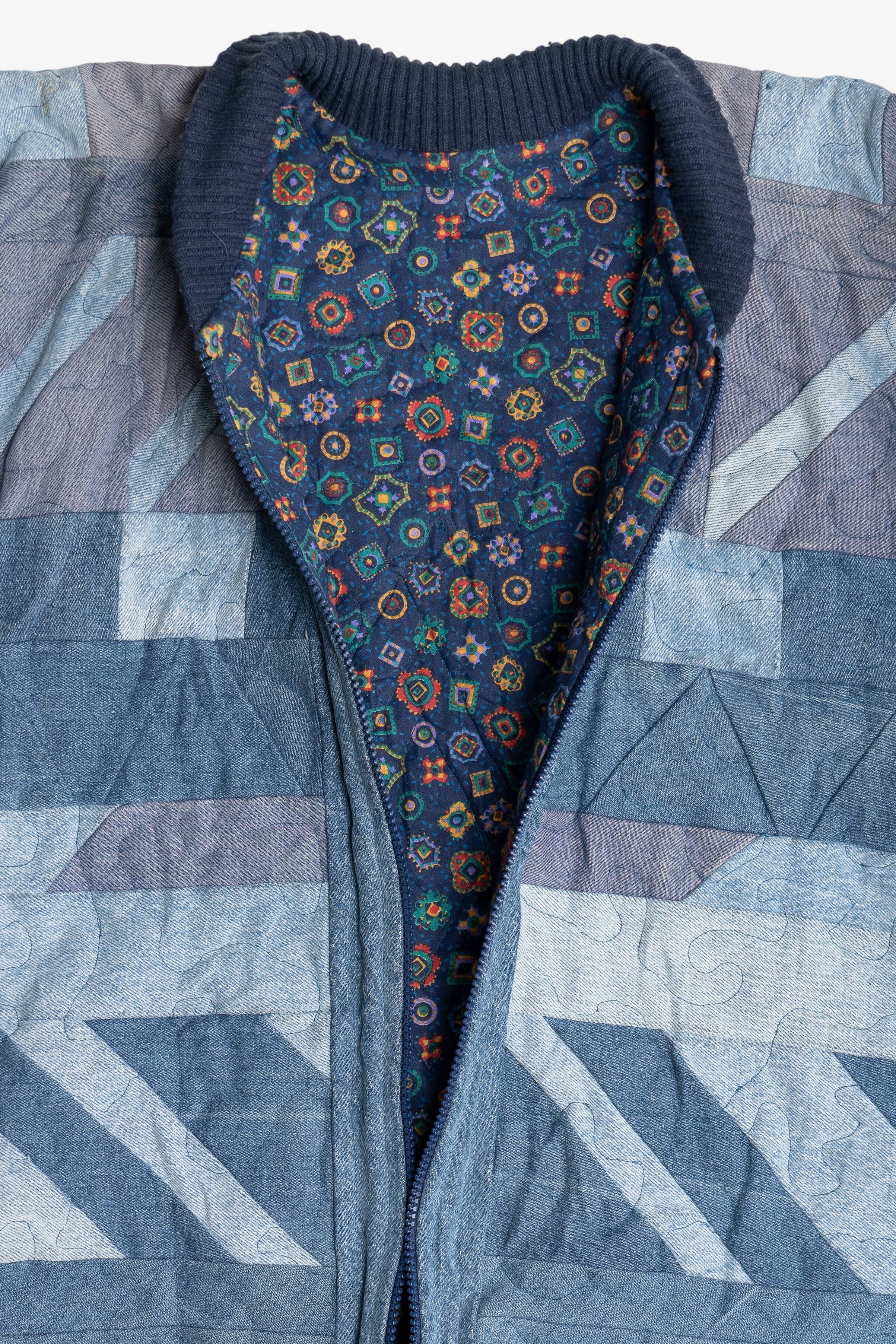 Vintage Denim Quilted Batwing Jacket (1990s)