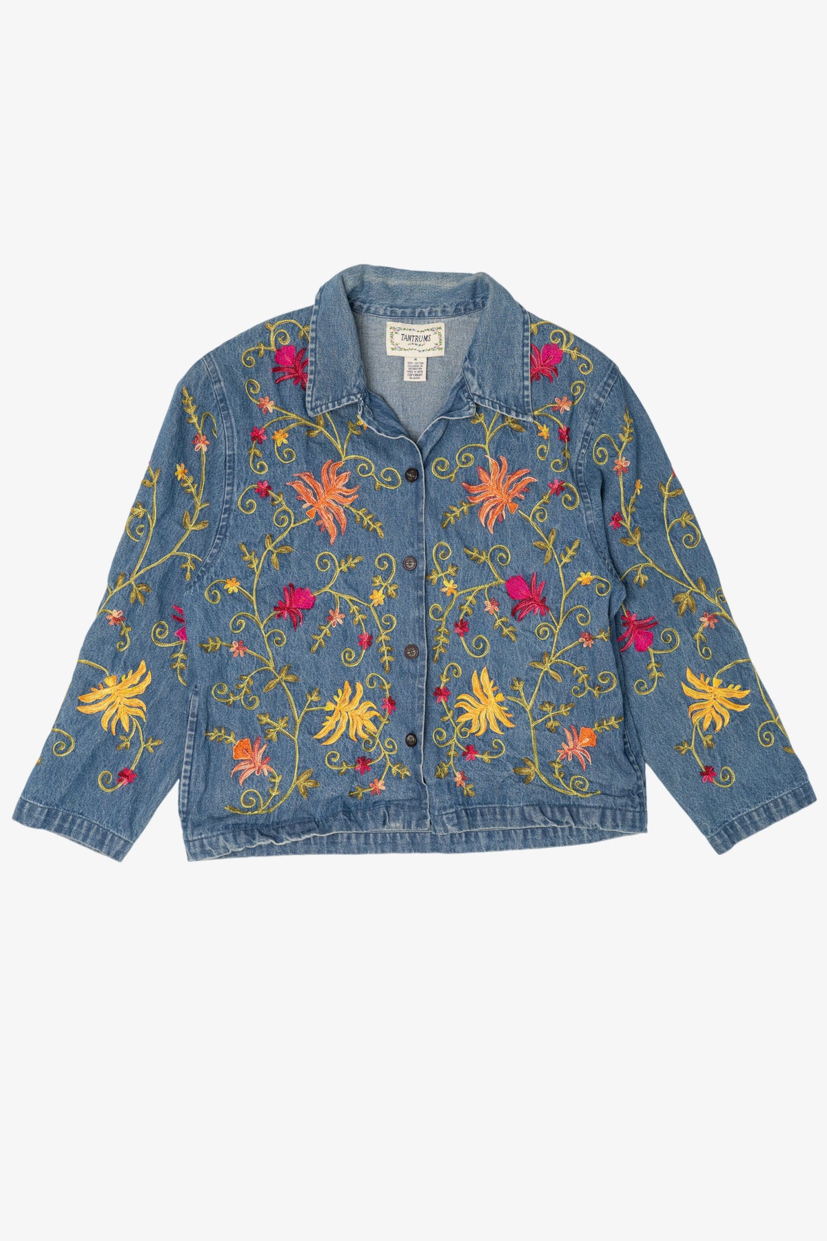 Vintage Embroidered Floral Tantrums Denim Jacket (1990s)