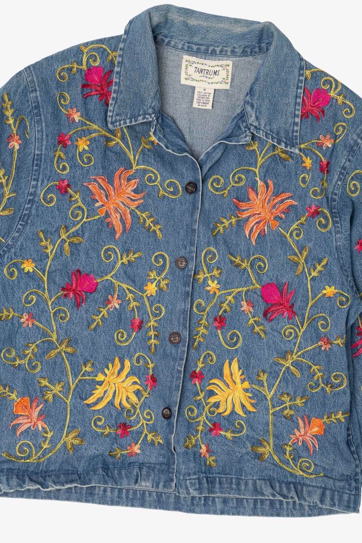 Vintage Embroidered Floral Tantrums Denim Jacket (1990s)