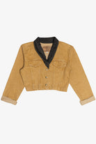 Vintage Paris Blues Contrast Collar Cropped Denim Jacket (1990s)