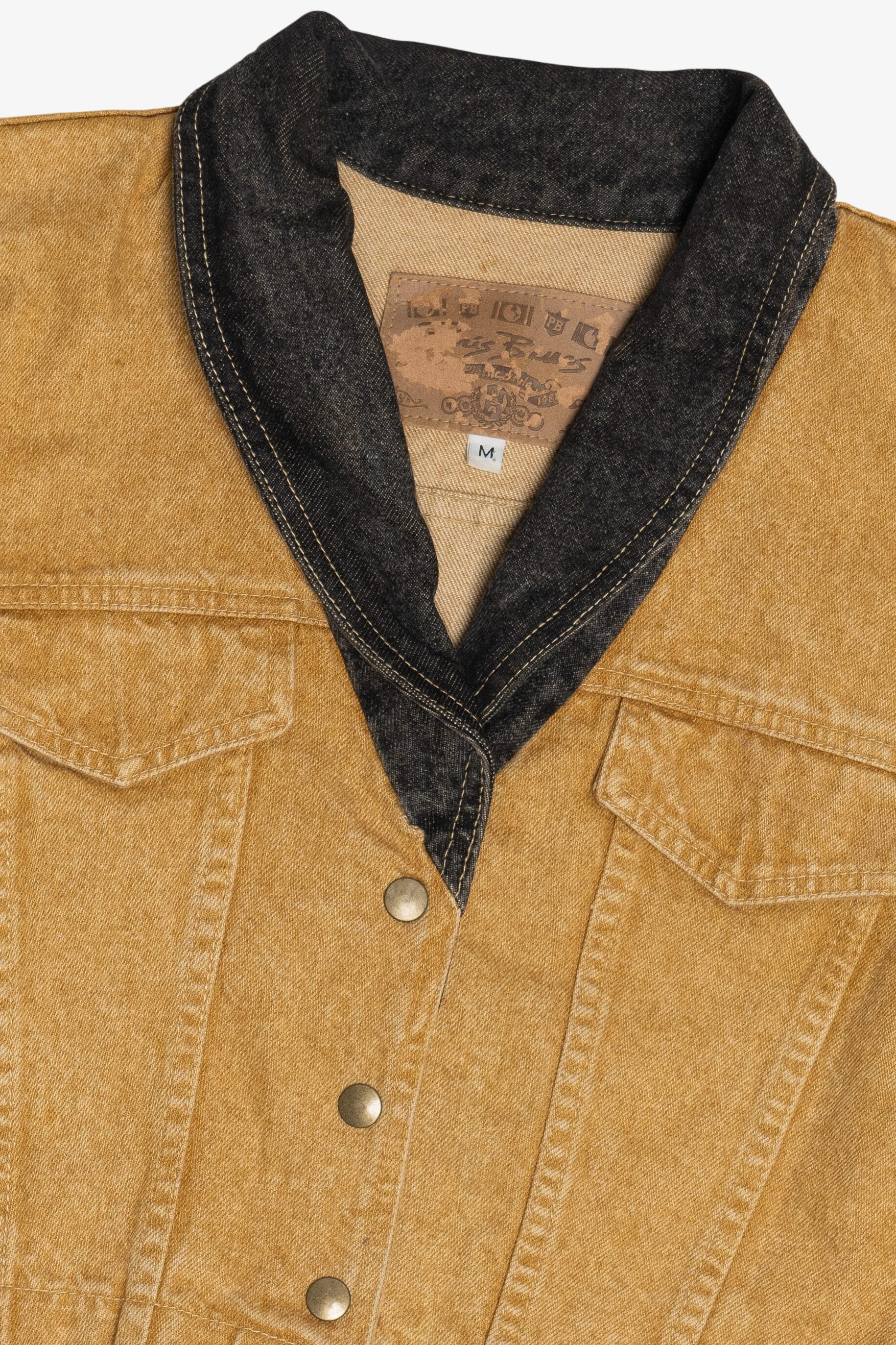 Vintage Paris Blues Contrast Collar Cropped Denim Jacket (1990s)