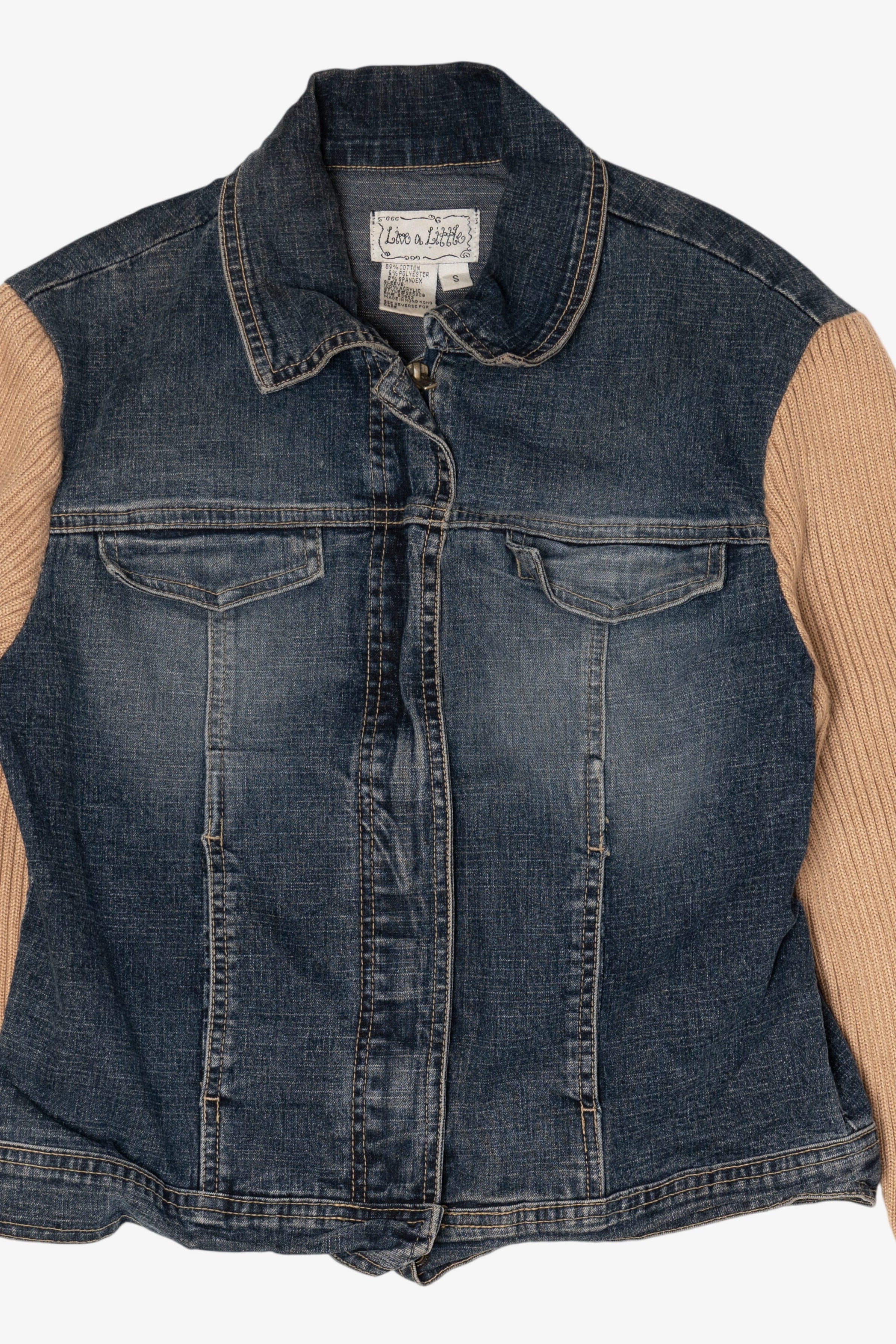 Vintage Y2k Live A Little Sweater Sleeves Denim Jacket (2000s)