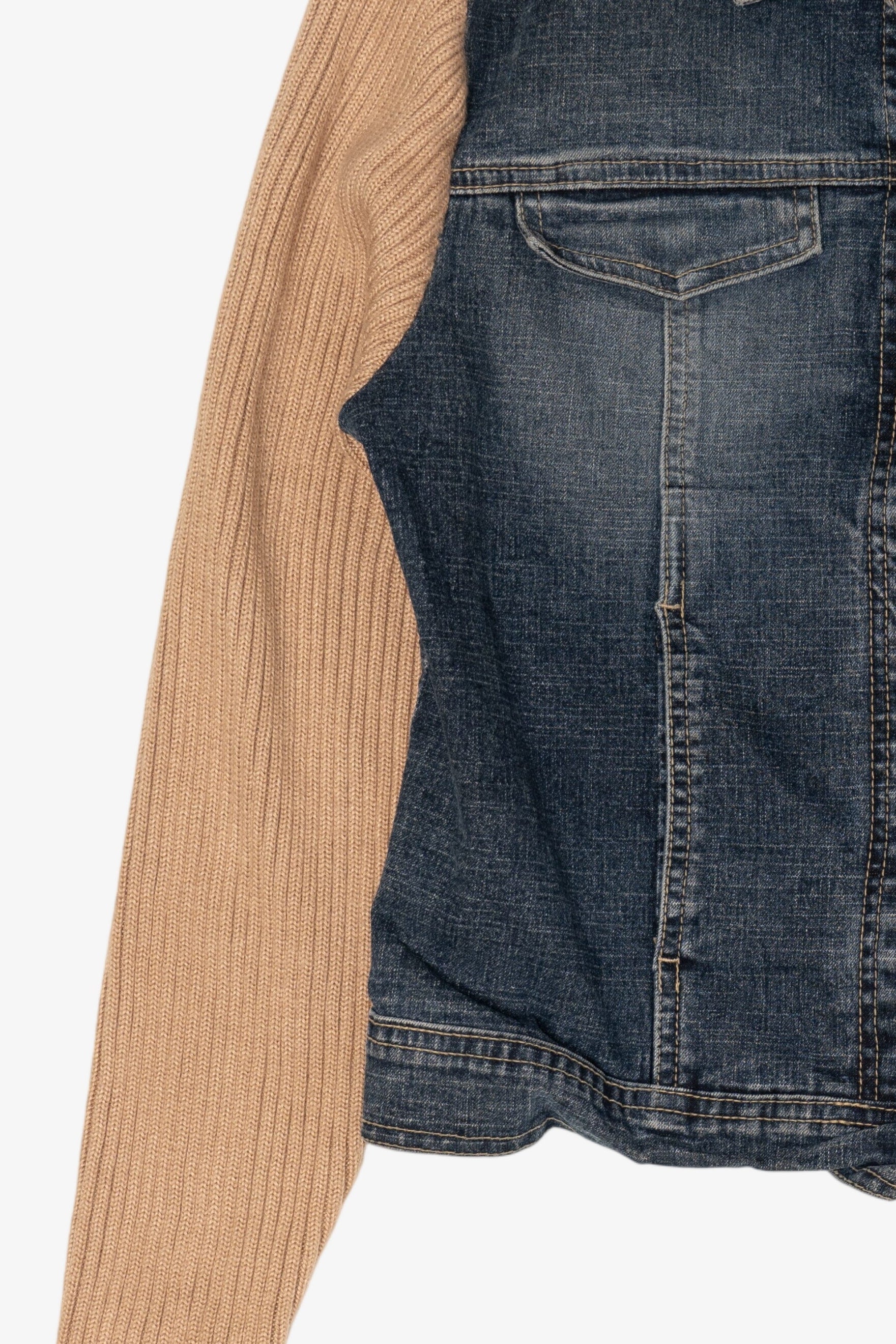 Vintage Y2k Live A Little Sweater Sleeves Denim Jacket (2000s)