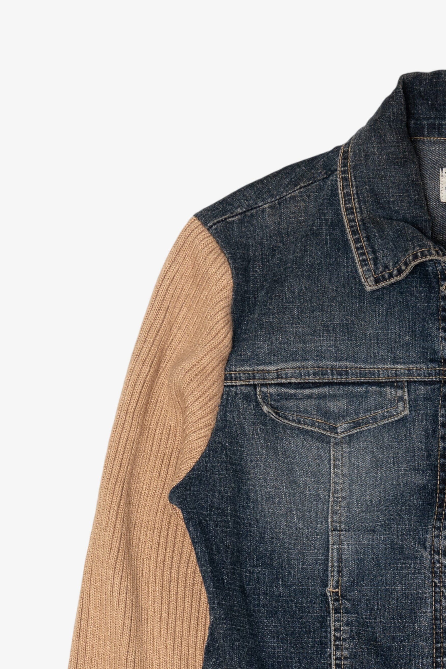 Vintage Y2k Live A Little Sweater Sleeves Denim Jacket (2000s)
