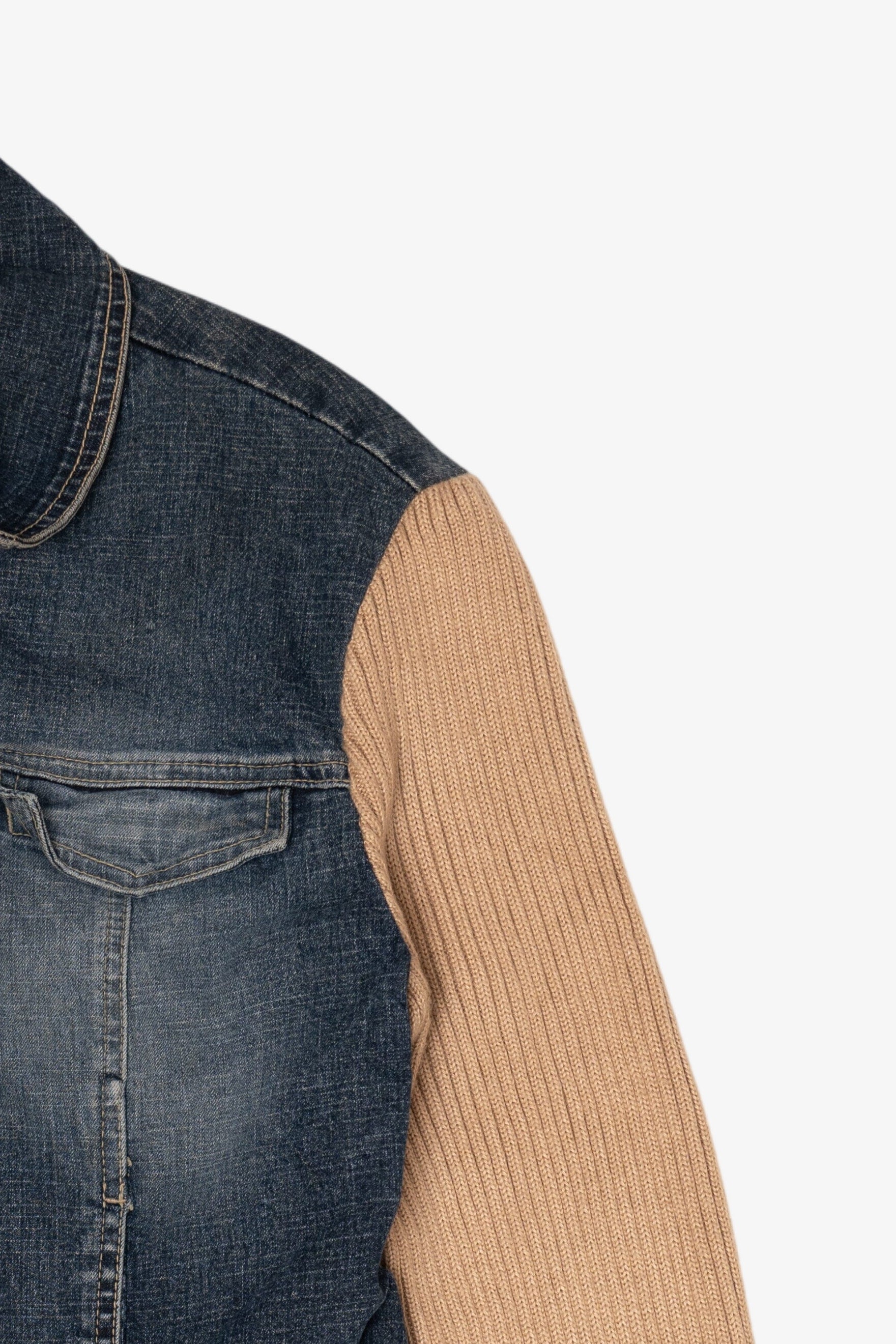 Vintage Y2k Live A Little Sweater Sleeves Denim Jacket (2000s)