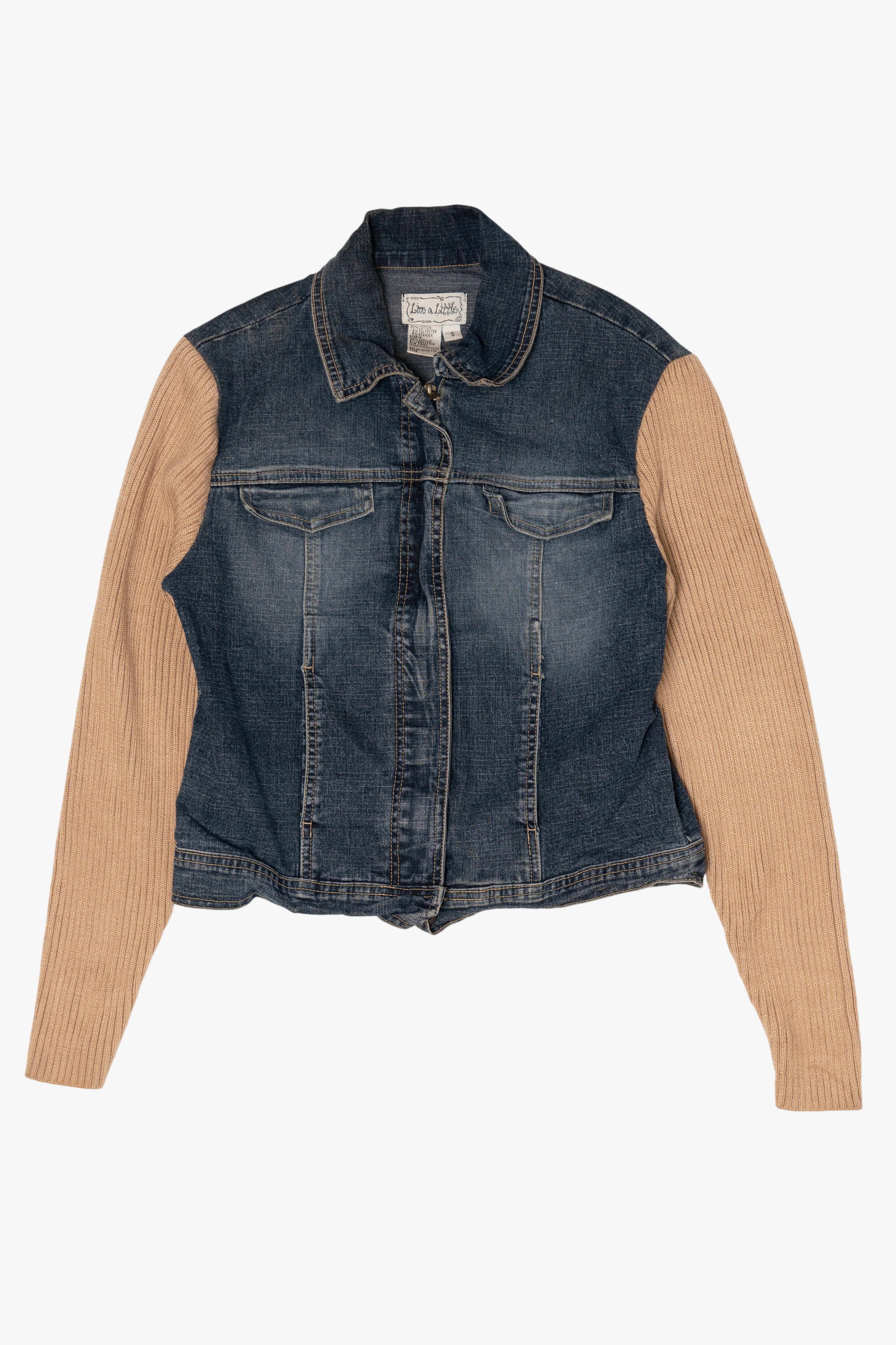 Vintage Y2k Live A Little Sweater Sleeves Denim Jacket (2000s)