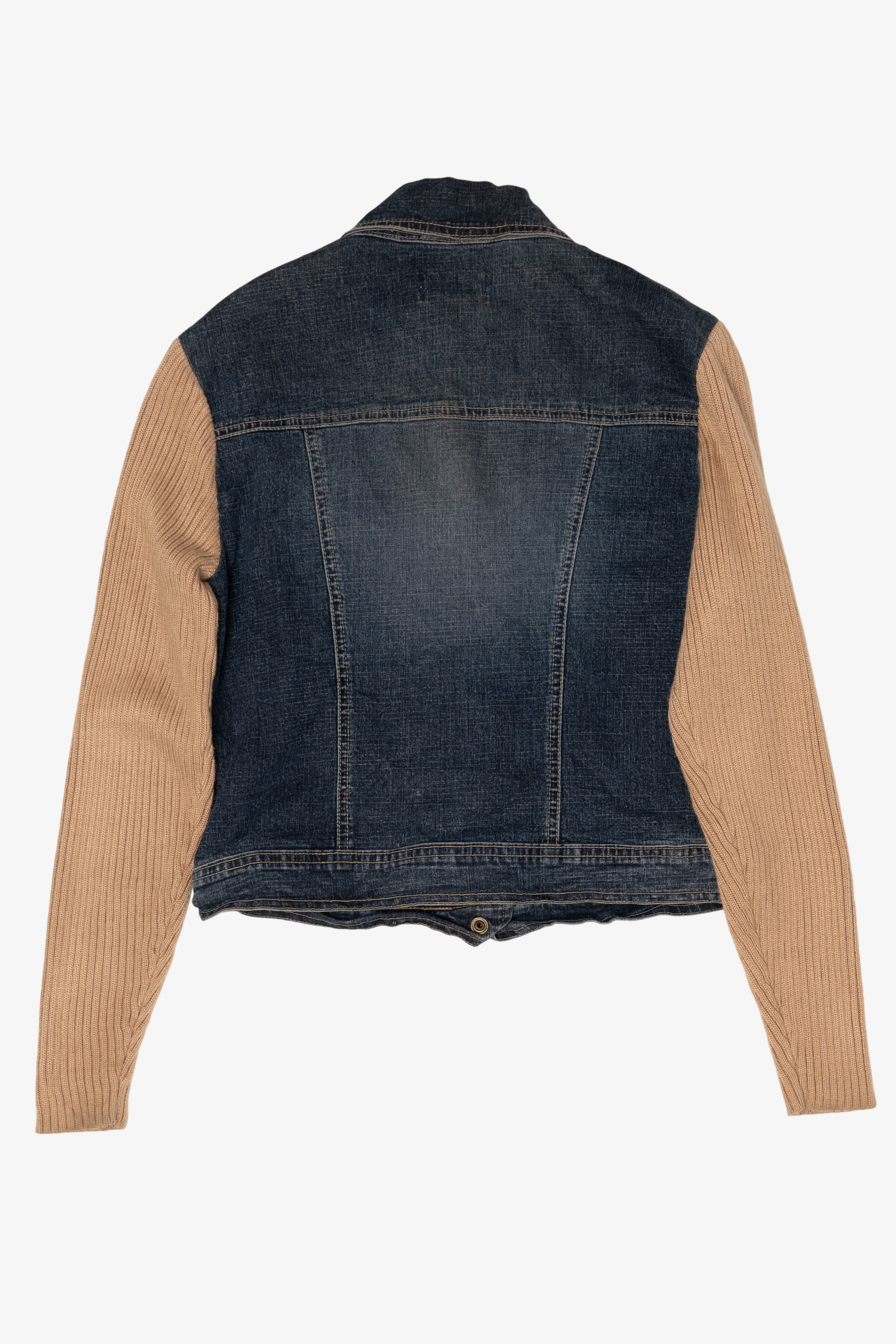 Vintage Y2k Live A Little Sweater Sleeves Denim Jacket (2000s)