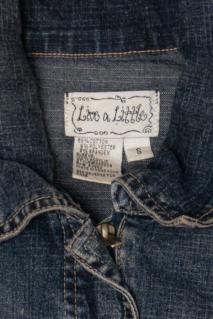 Vintage Y2k Live A Little Sweater Sleeves Denim Jacket (2000s)