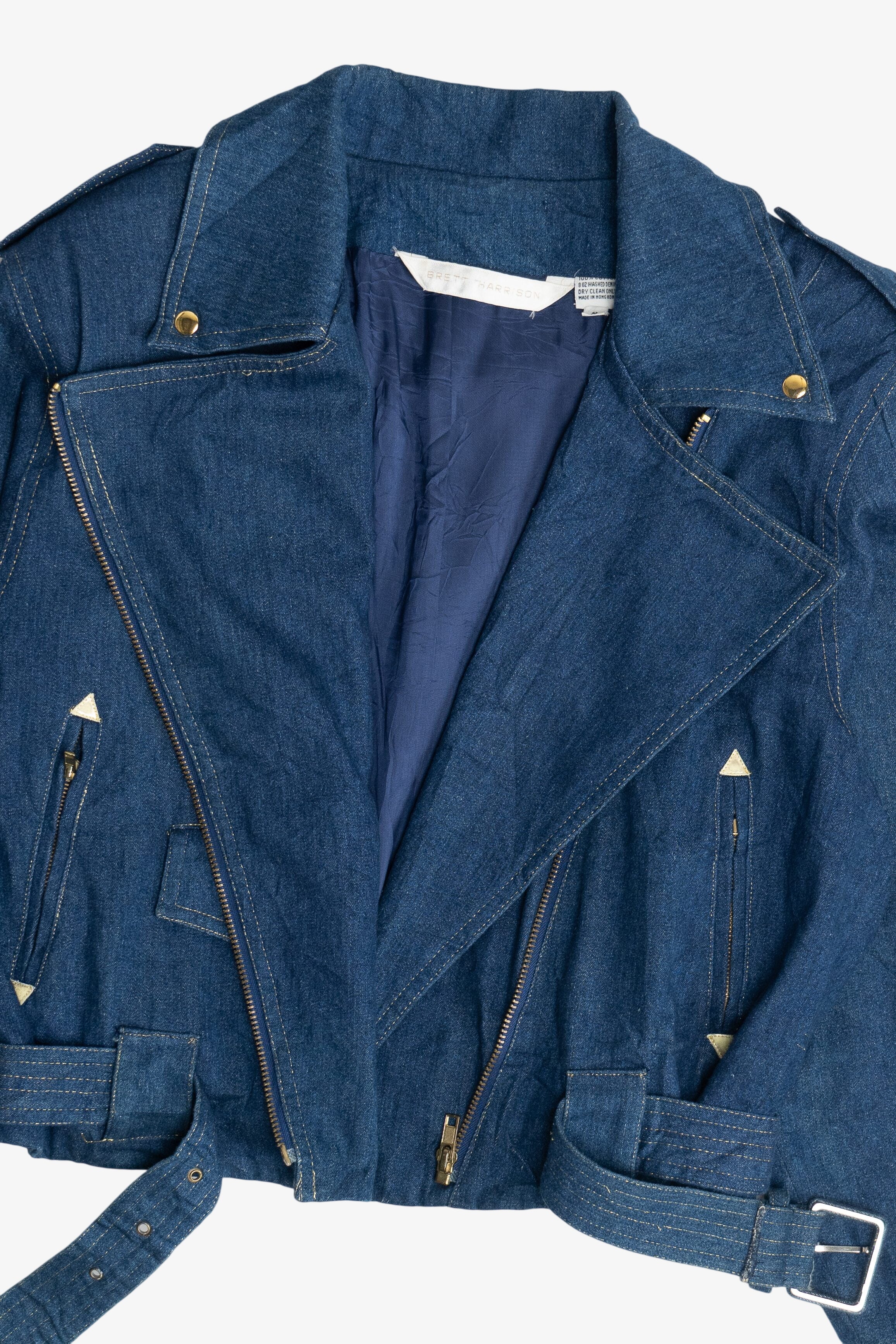 Vintage Brett Harrison Denim Motorcycle Jacket (1980s)