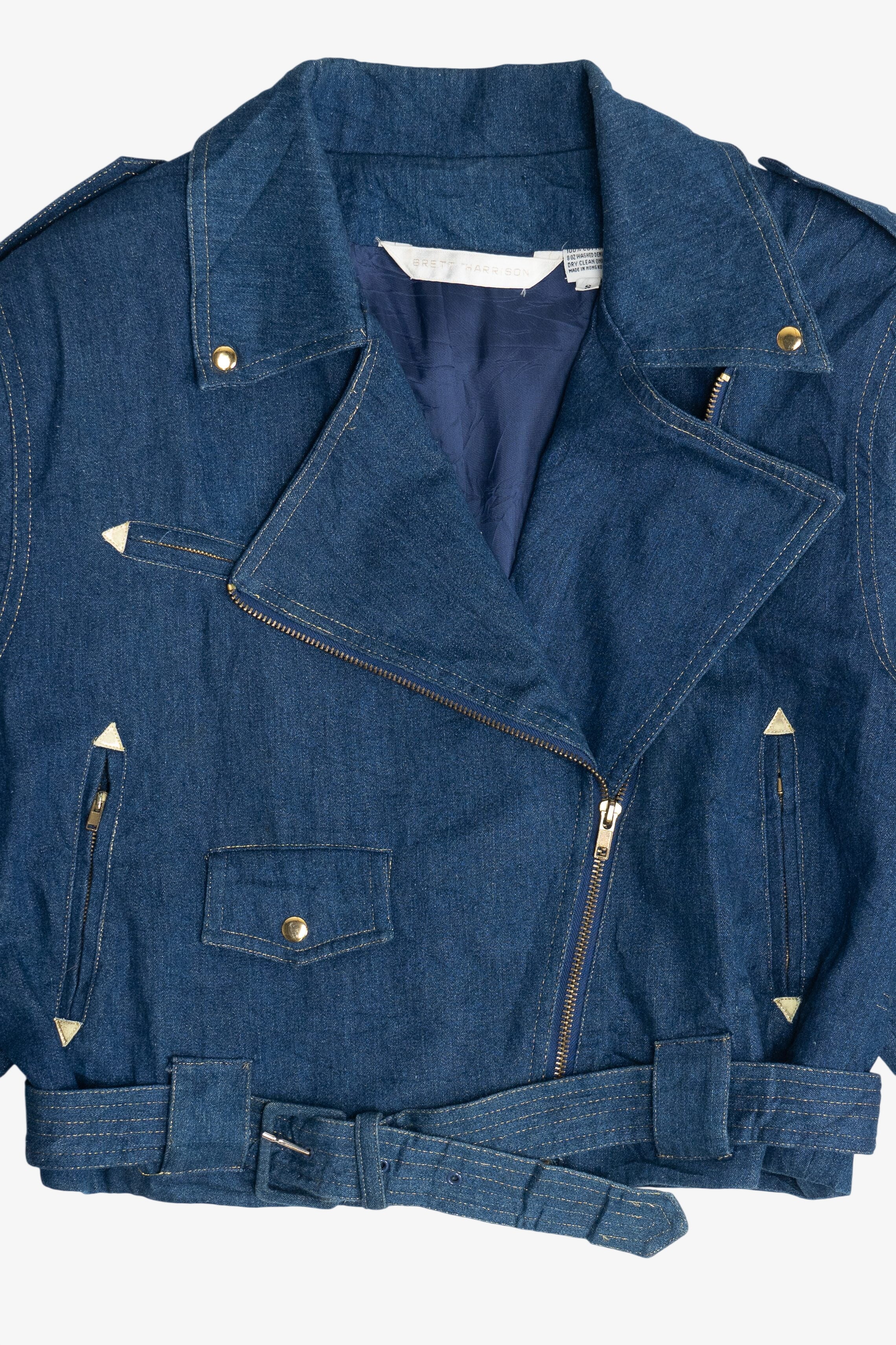 Vintage Brett Harrison Denim Motorcycle Jacket (1980s)
