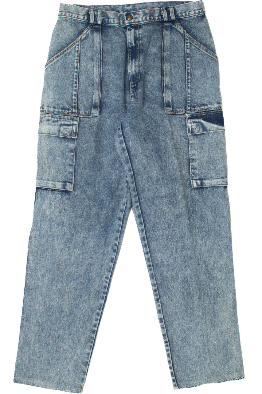 Vintage Acid Wash Velcro Pocket Carpenter Denim Jeans