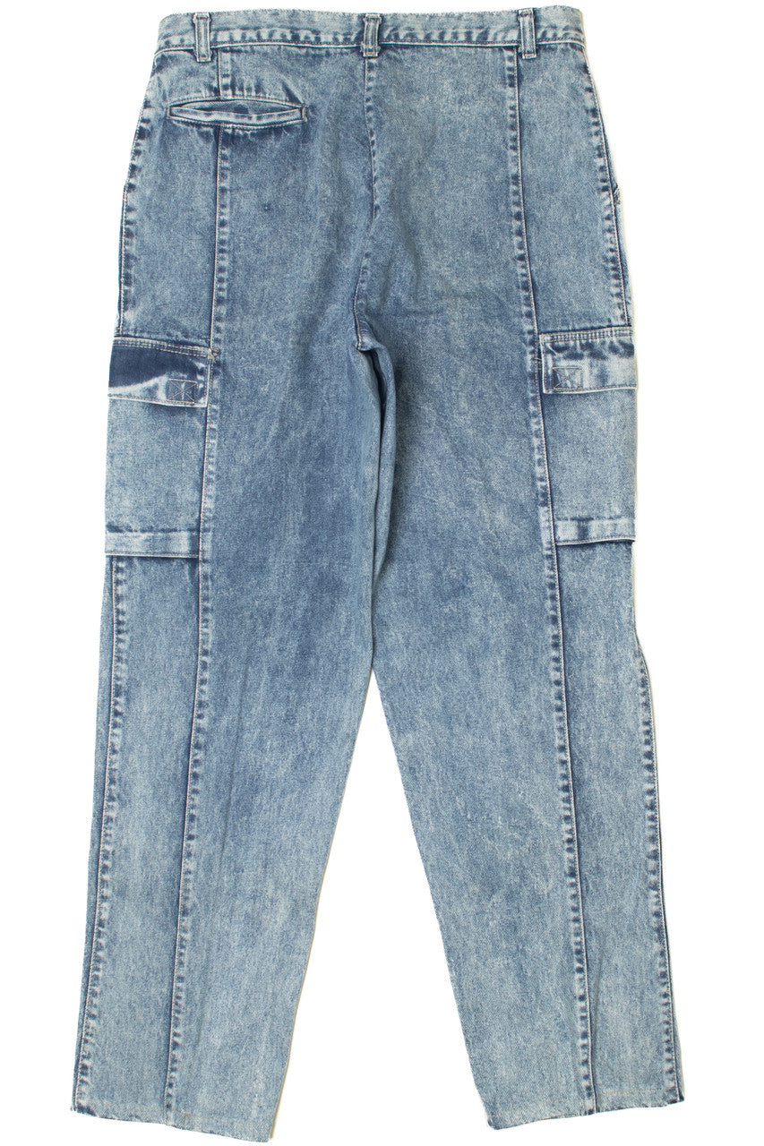 Vintage Acid Wash Velcro Pocket Carpenter Denim Jeans