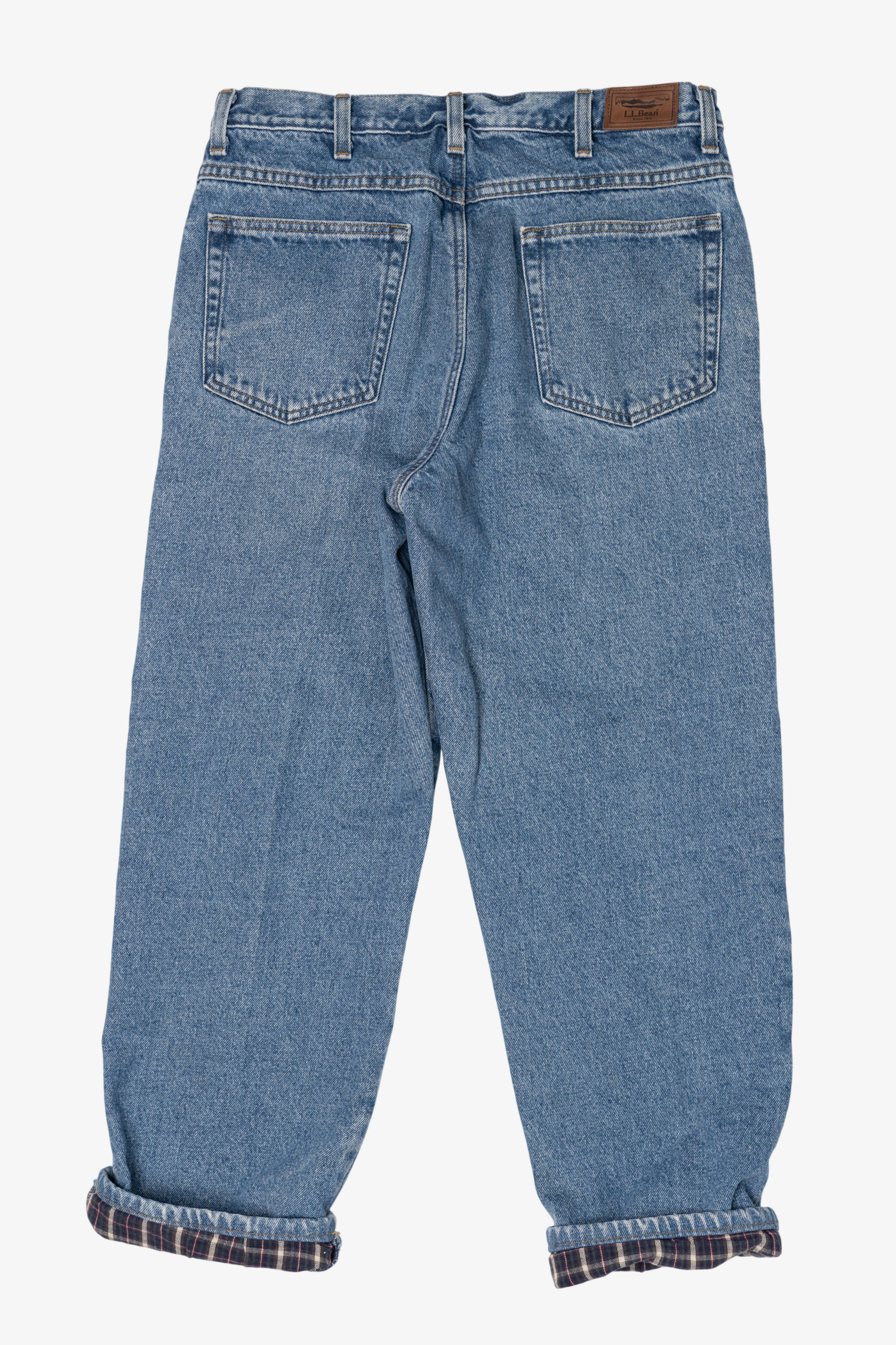 Vintage L.L. Bean Plaid Cuffed Denim Jeans (1990s)
