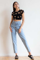 Button Fly Zena Blue Jeans (sz. 9)