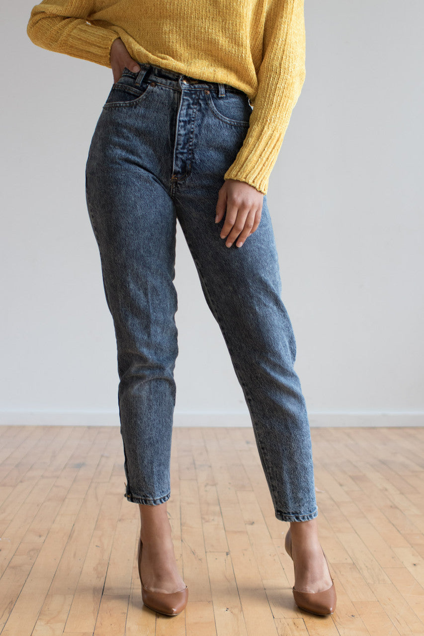 80s High Waist Zip Ankle Jeans