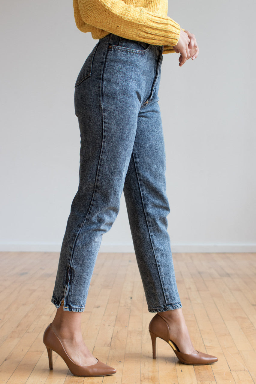 80s High Waist Zip Ankle Jeans