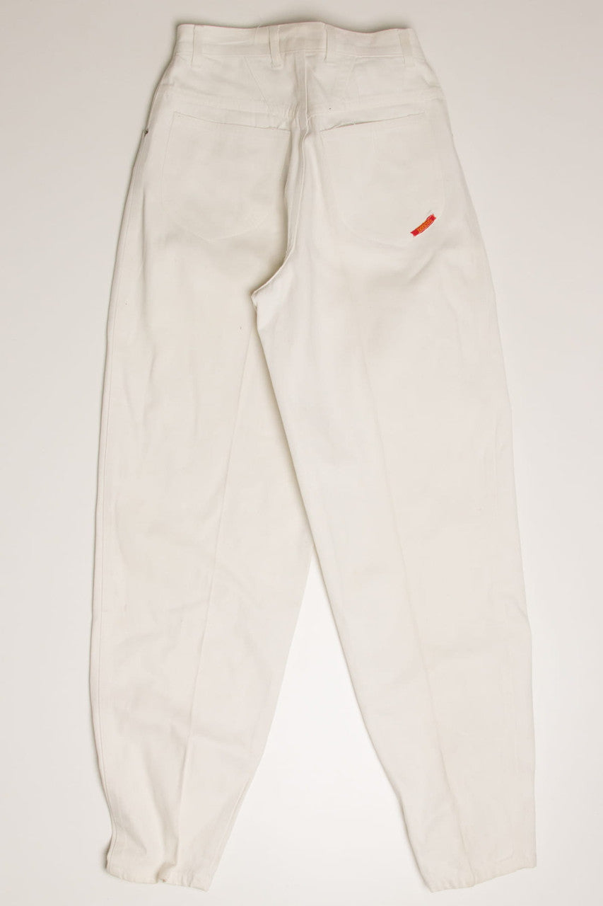 Vintage Pleated Bonjour White Denim Jeans (sz. 7/8)