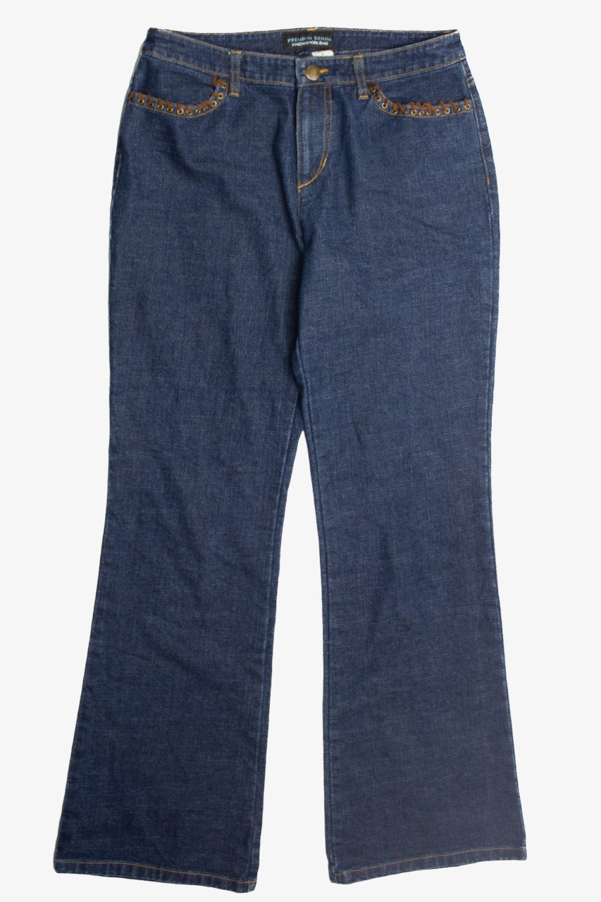 Y2k Suede Lace Up Denim Jeans 977