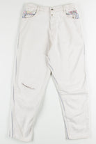 Vintage Cream & Striped Denim Jeans (sz. 12)