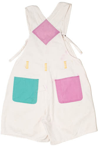 Vintage Pastel Pocket Baccini White Overall Shorts (1990s)