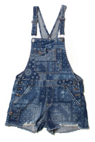 No Boundaries Juniors Bandana Print Overall Shorts